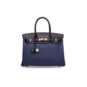 A LIMITED EDITION MATTE BLEU MARINE ALLIGATOR & BLEU SAPHIR NOVILLO LEATHER TOUCH BIRKIN 30 WITH ROSE GOLD HARDWARE