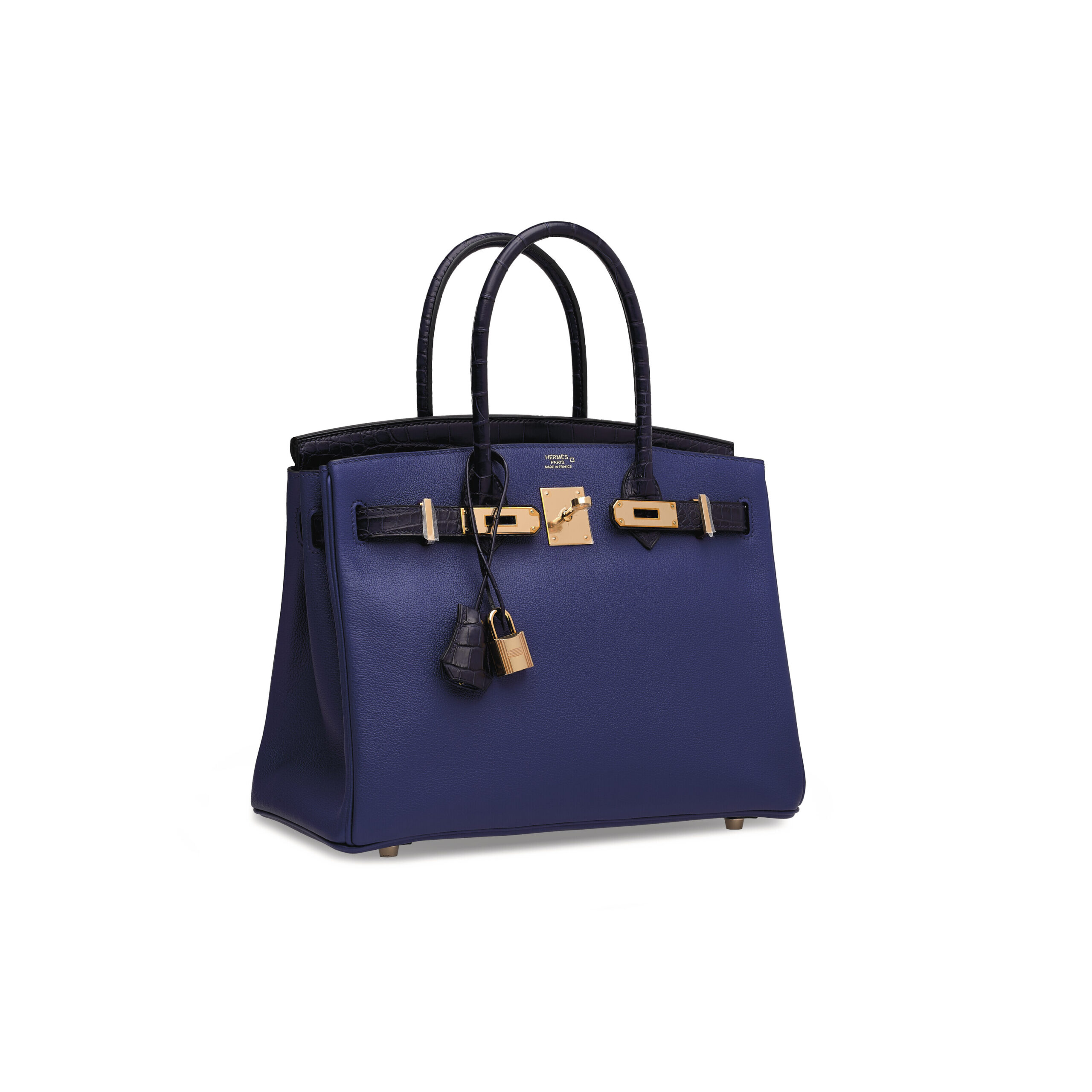 A LIMITED EDITION MATTE BLEU MARINE ALLIGATOR & BLEU SAPHIR NOVILLO LEATHER TOUCH BIRKIN 30 WITH ROSE GOLD HARDWARE 3 A LIMITED EDITION MATTE BLEU MARINE ALLIGATOR & BLEU SAPHIR NOVILLO LEATHER TOUCH BIRKIN 30 WITH ROSE GOLD HARDWARE - Image 3