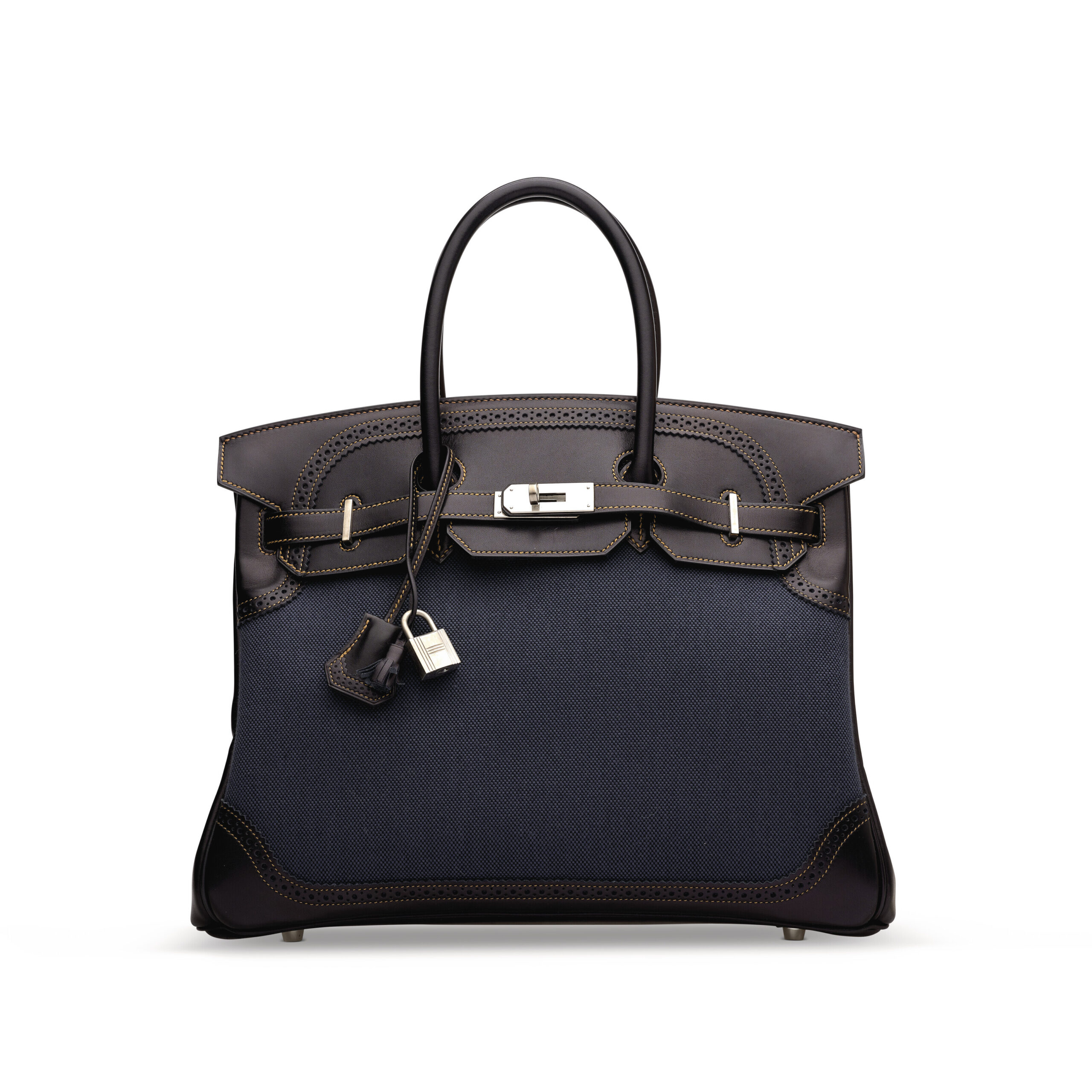 A LIMITED EDITION DENIM CANVAS & BLACK EVERCALF LEATHER GHILLIES BIRKIN 35 WITH BRUSH PALLADIUM HARDWARE 3 A LIMITED EDITION DENIM CANVAS & BLACK EVERCALF LEATHER GHILLIES BIRKIN 35 WITH BRUSH PALLADIUM HARDWARE - Image 3