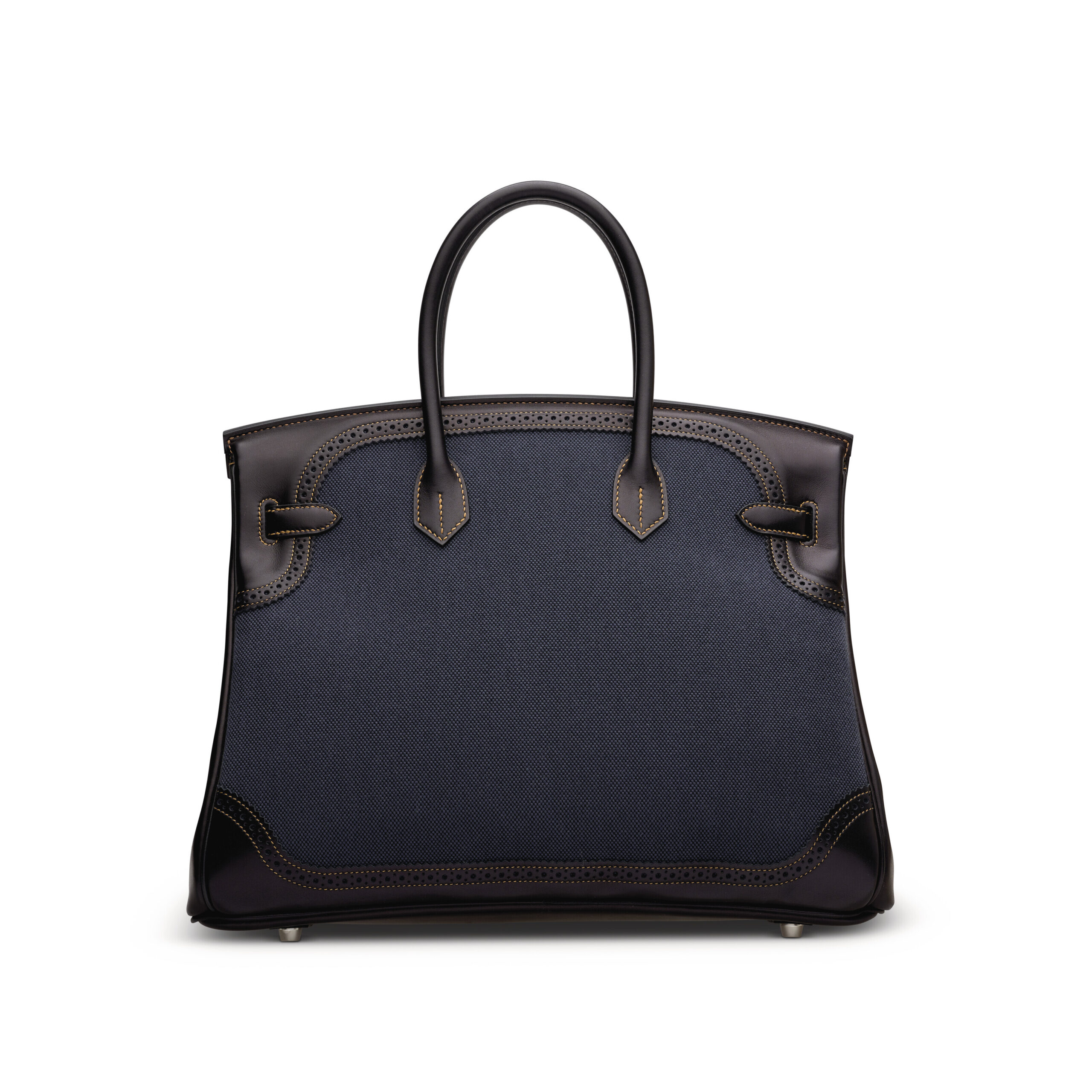 A LIMITED EDITION DENIM CANVAS & BLACK EVERCALF LEATHER GHILLIES BIRKIN 35 WITH BRUSH PALLADIUM HARDWARE 5 A LIMITED EDITION DENIM CANVAS & BLACK EVERCALF LEATHER GHILLIES BIRKIN 35 WITH BRUSH PALLADIUM HARDWARE - Image 5