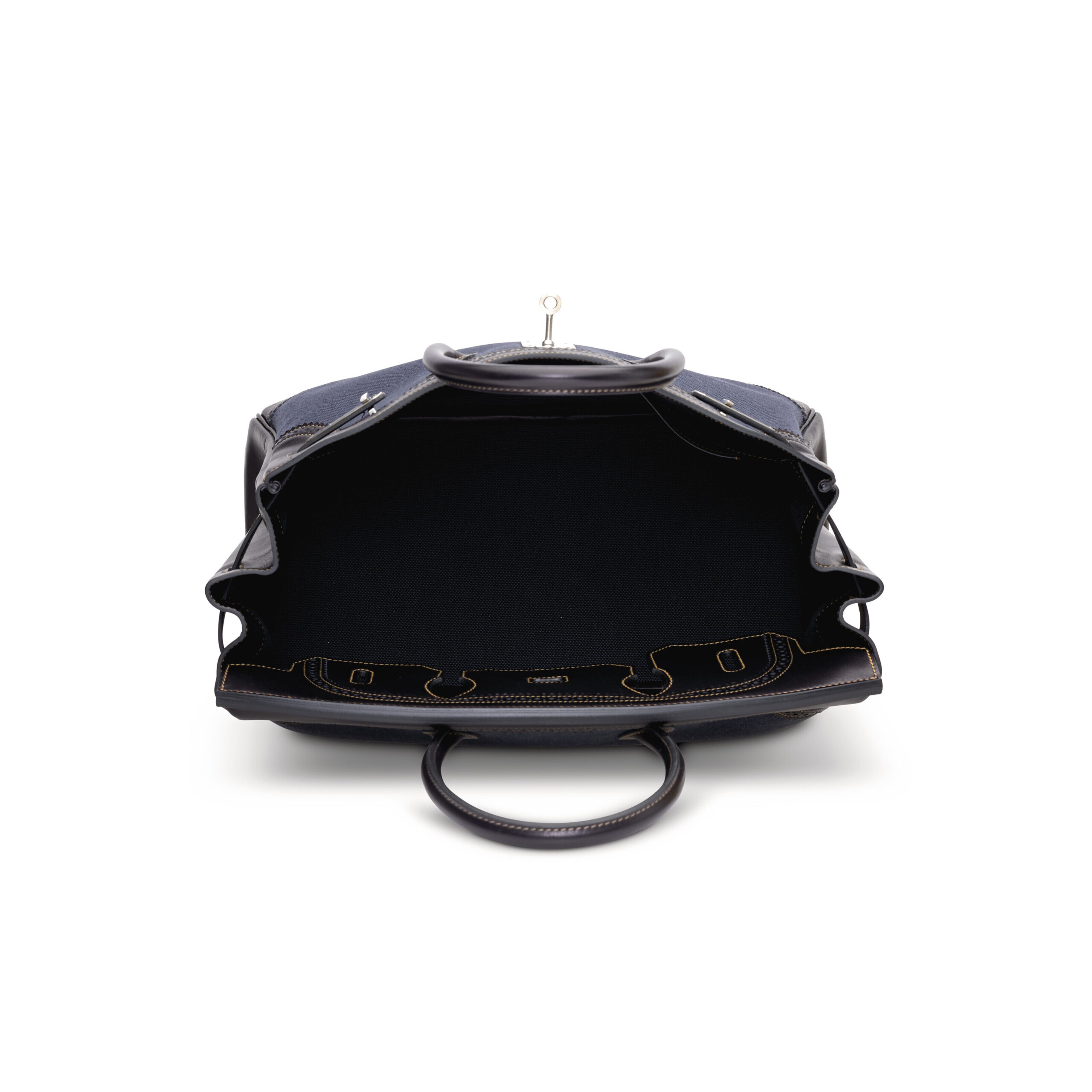 A LIMITED EDITION DENIM CANVAS & BLACK EVERCALF LEATHER GHILLIES BIRKIN 35 WITH BRUSH PALLADIUM HARDWARE 6 A LIMITED EDITION DENIM CANVAS & BLACK EVERCALF LEATHER GHILLIES BIRKIN 35 WITH BRUSH PALLADIUM HARDWARE - Image 6