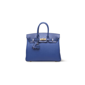 A LIMITED EDITION SHINY BLEU FRANCE NILOTICUS LIZARD & TOGO LEATHER TOUCH BIRKIN 25 WITH PERMABRASS HARDWARE