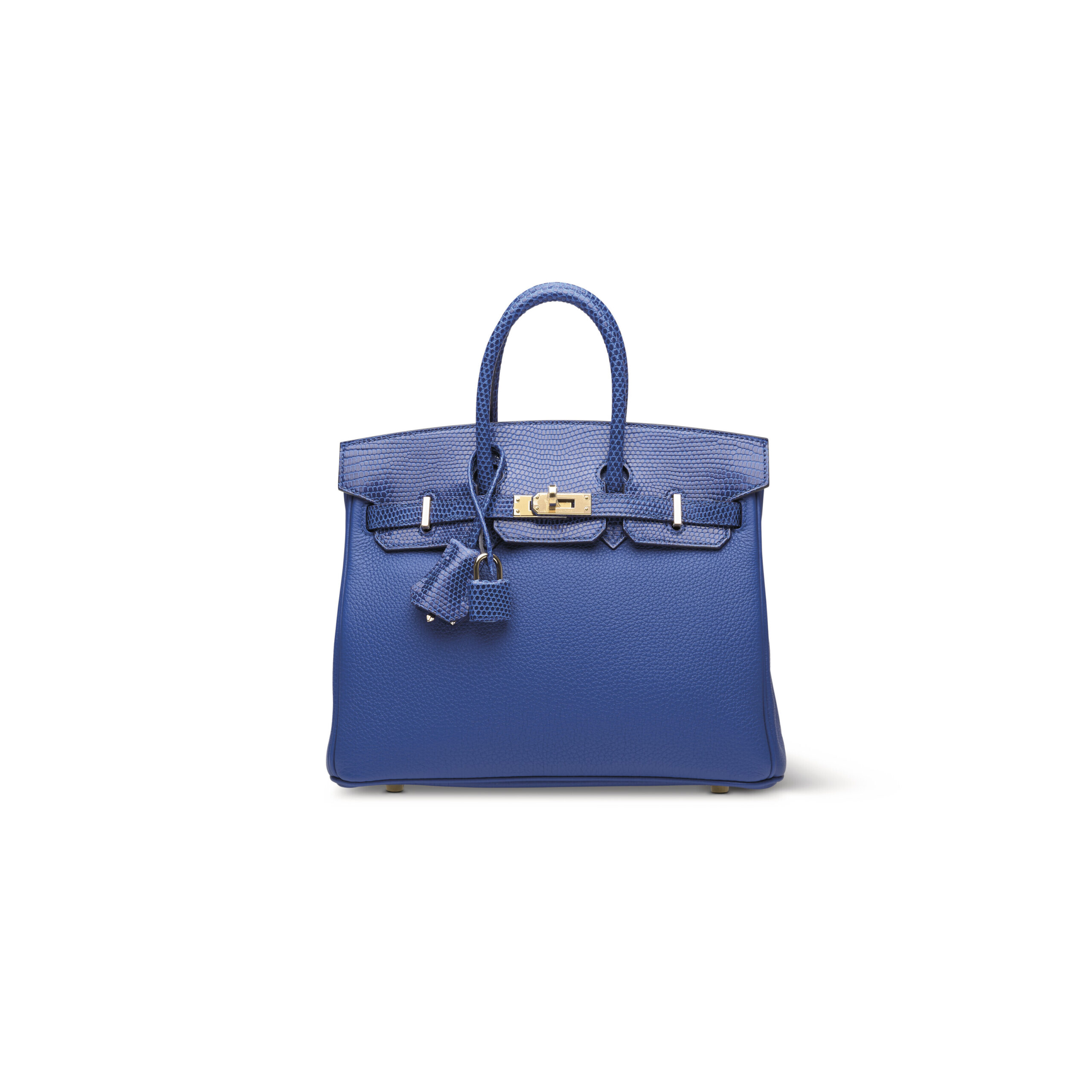 A LIMITED EDITION SHINY BLEU FRANCE NILOTICUS LIZARD & TOGO LEATHER TOUCH BIRKIN 25 WITH PERMABRASS HARDWARE 1 A LIMITED EDITION SHINY BLEU FRANCE NILOTICUS LIZARD & TOGO LEATHER TOUCH BIRKIN 25 WITH PERMABRASS HARDWARE