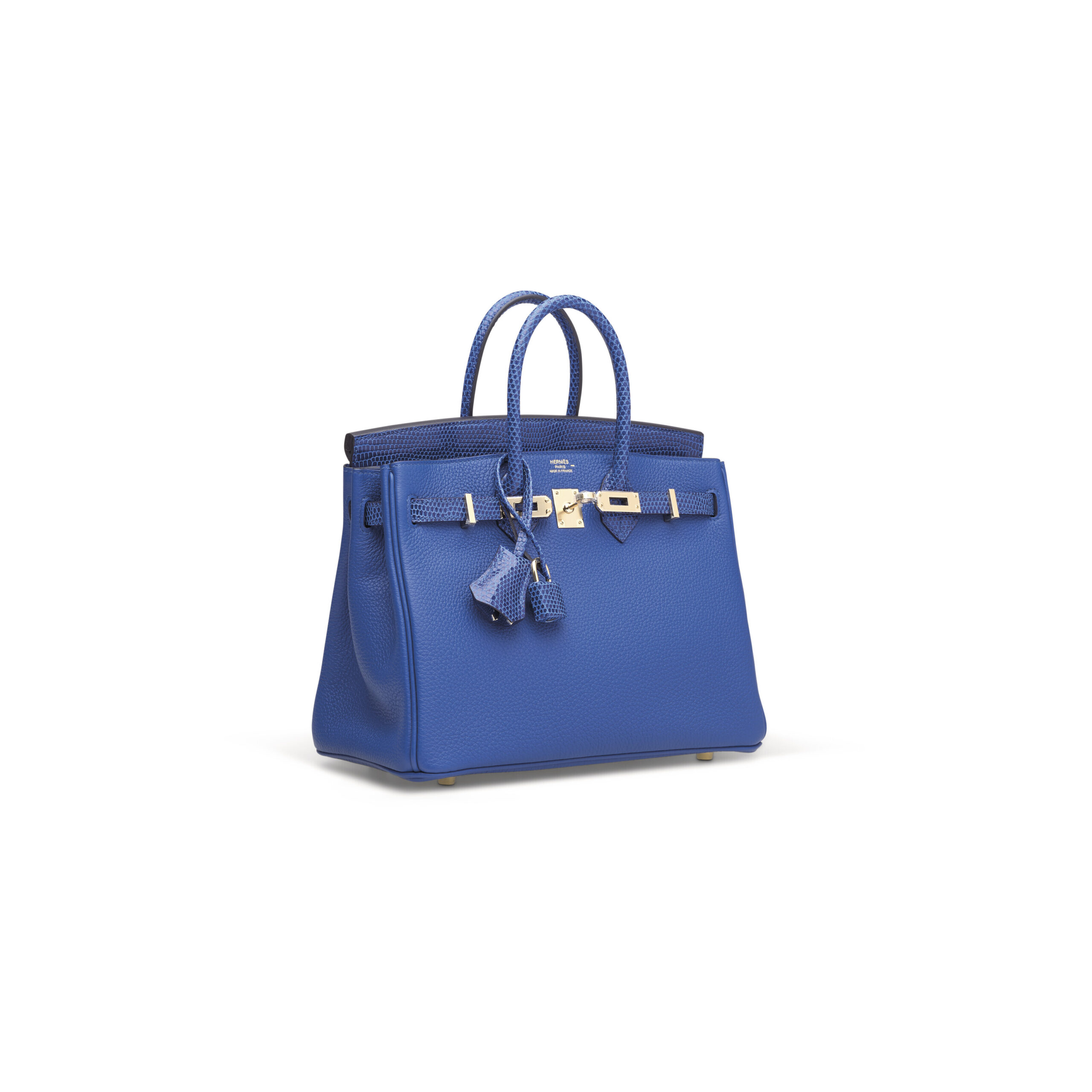 A LIMITED EDITION SHINY BLEU FRANCE NILOTICUS LIZARD & TOGO LEATHER TOUCH BIRKIN 25 WITH PERMABRASS HARDWARE 3 A LIMITED EDITION SHINY BLEU FRANCE NILOTICUS LIZARD & TOGO LEATHER TOUCH BIRKIN 25 WITH PERMABRASS HARDWARE - Image 3