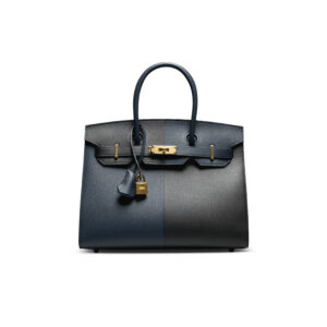 A LIMITED EDITION BLEU INDIGO, BLACK & BLEU FRIDA EPSOM LEATHER SELLIER CASAQUE BIRKIN 30 WITH GOLD HARDWARE