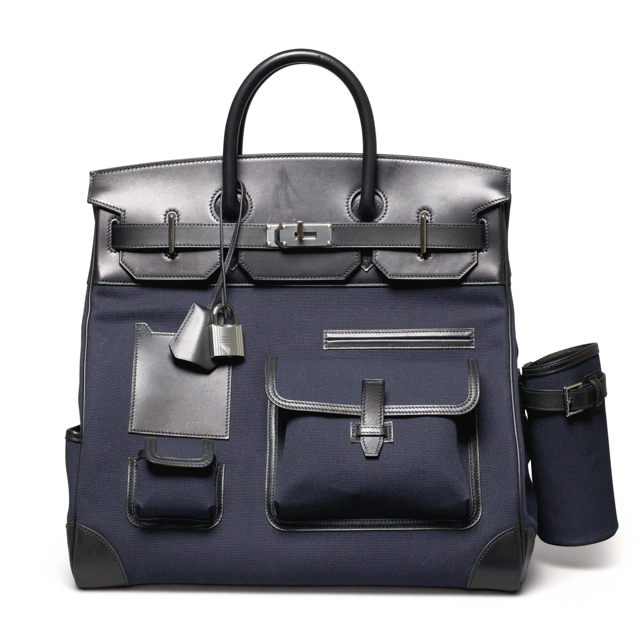 A LIMITED EDITION BLEU MARINE CANVAS & BLACK EVERCOLOR LEATHER CARGO HAC BIRKIN 40 WITH PALLADIUM HARDWARE 2 A LIMITED EDITION BLEU MARINE CANVAS & BLACK EVERCOLOR LEATHER CARGO HAC BIRKIN 40 WITH PALLADIUM HARDWARE - Image 2