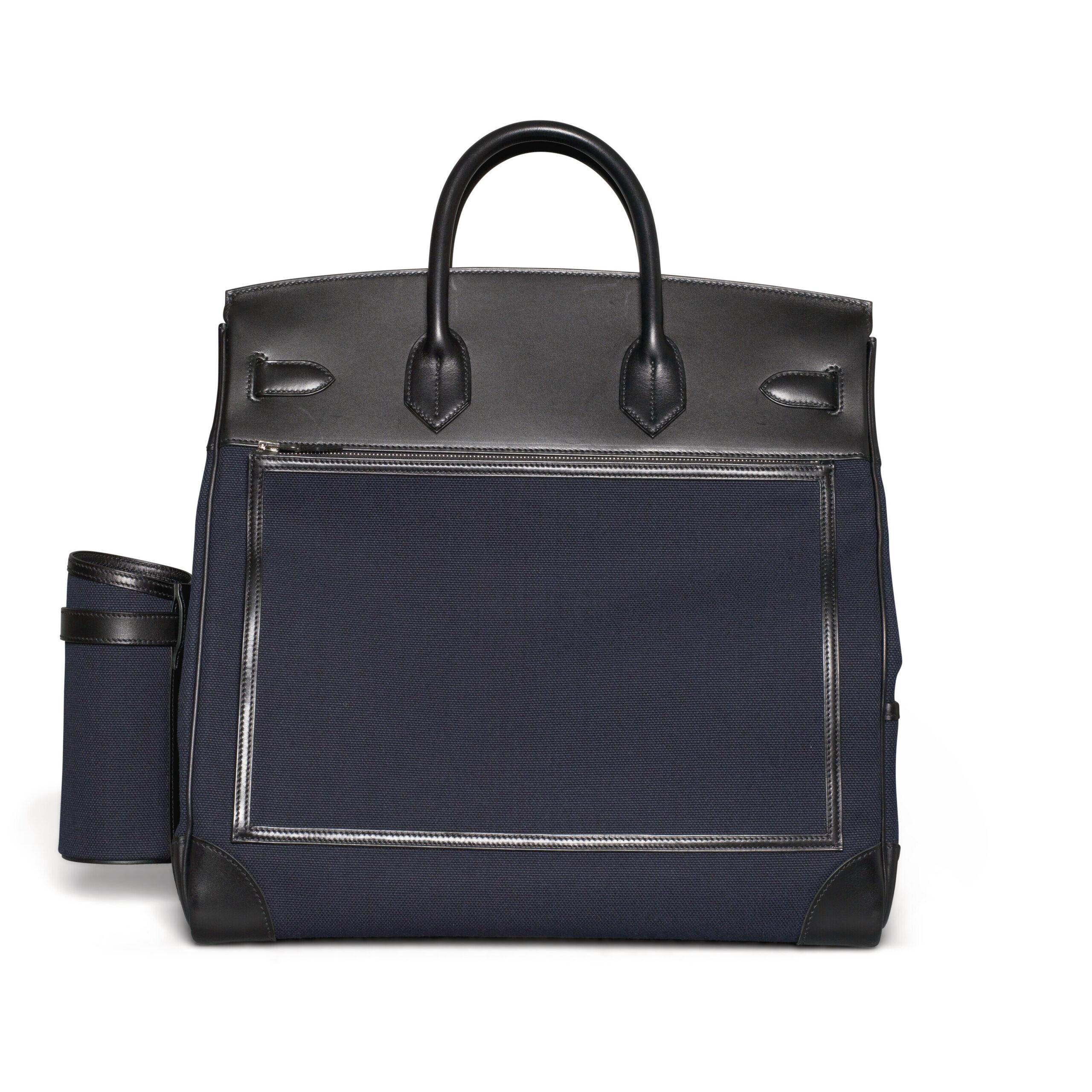 A LIMITED EDITION BLEU MARINE CANVAS & BLACK EVERCOLOR LEATHER CARGO HAC BIRKIN 40 WITH PALLADIUM HARDWARE 4 A LIMITED EDITION BLEU MARINE CANVAS & BLACK EVERCOLOR LEATHER CARGO HAC BIRKIN 40 WITH PALLADIUM HARDWARE - Image 4