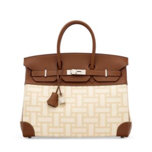 A LIMITED EDITION MARRON D'INDE NEGONDA LEATHER & TOILE MOSAIQUE BIRKIN 35 WITH PALLADIUM HARDWARE