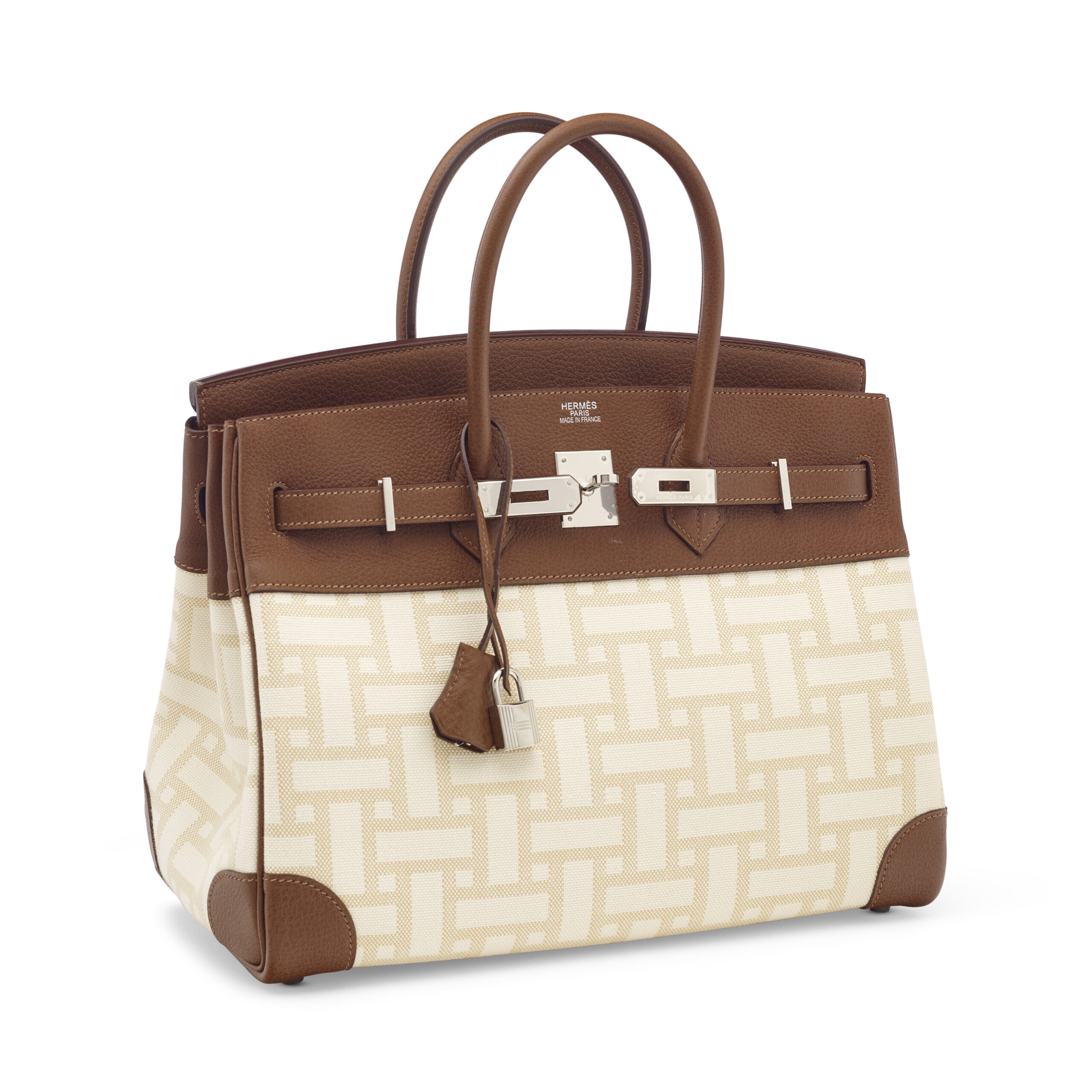 A LIMITED EDITION MARRON D'INDE NEGONDA LEATHER & TOILE MOSAIQUE BIRKIN 35 WITH PALLADIUM HARDWARE 5 A LIMITED EDITION MARRON D'INDE NEGONDA LEATHER & TOILE MOSAIQUE BIRKIN 35 WITH PALLADIUM HARDWARE - Image 5