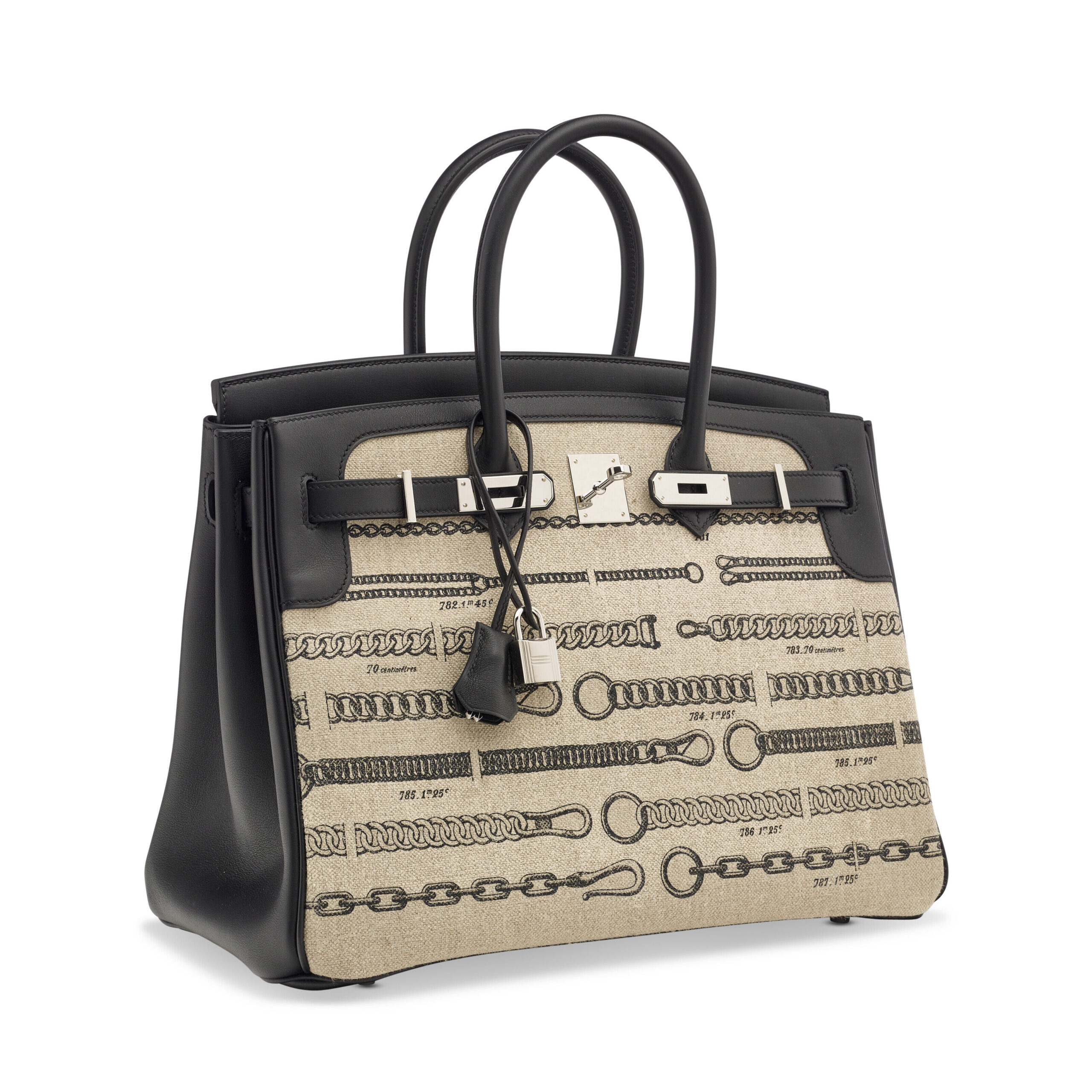 A LIMITED EDITION BLACK SWIFT LEATHER & FICELLE DÉCHAÎNÉE TOILE BIRKIN 35 WITH PALLADIUM HARDWARE 7 A LIMITED EDITION BLACK SWIFT LEATHER & FICELLE DÉCHAÎNÉE TOILE BIRKIN 35 WITH PALLADIUM HARDWARE - Image 7