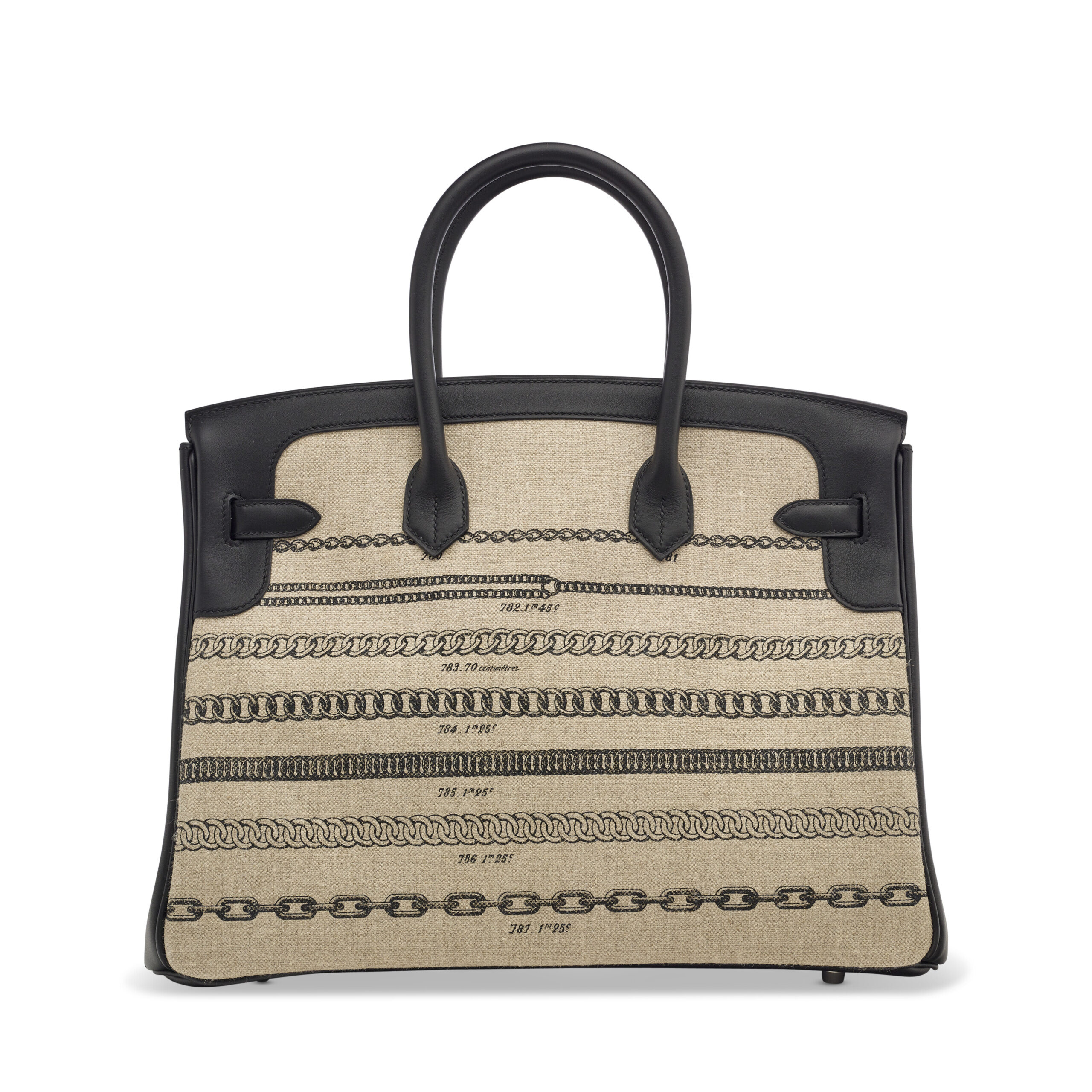 A LIMITED EDITION BLACK SWIFT LEATHER & FICELLE DÉCHAÎNÉE TOILE BIRKIN 35 WITH PALLADIUM HARDWARE 4 A LIMITED EDITION BLACK SWIFT LEATHER & FICELLE DÉCHAÎNÉE TOILE BIRKIN 35 WITH PALLADIUM HARDWARE - Image 4