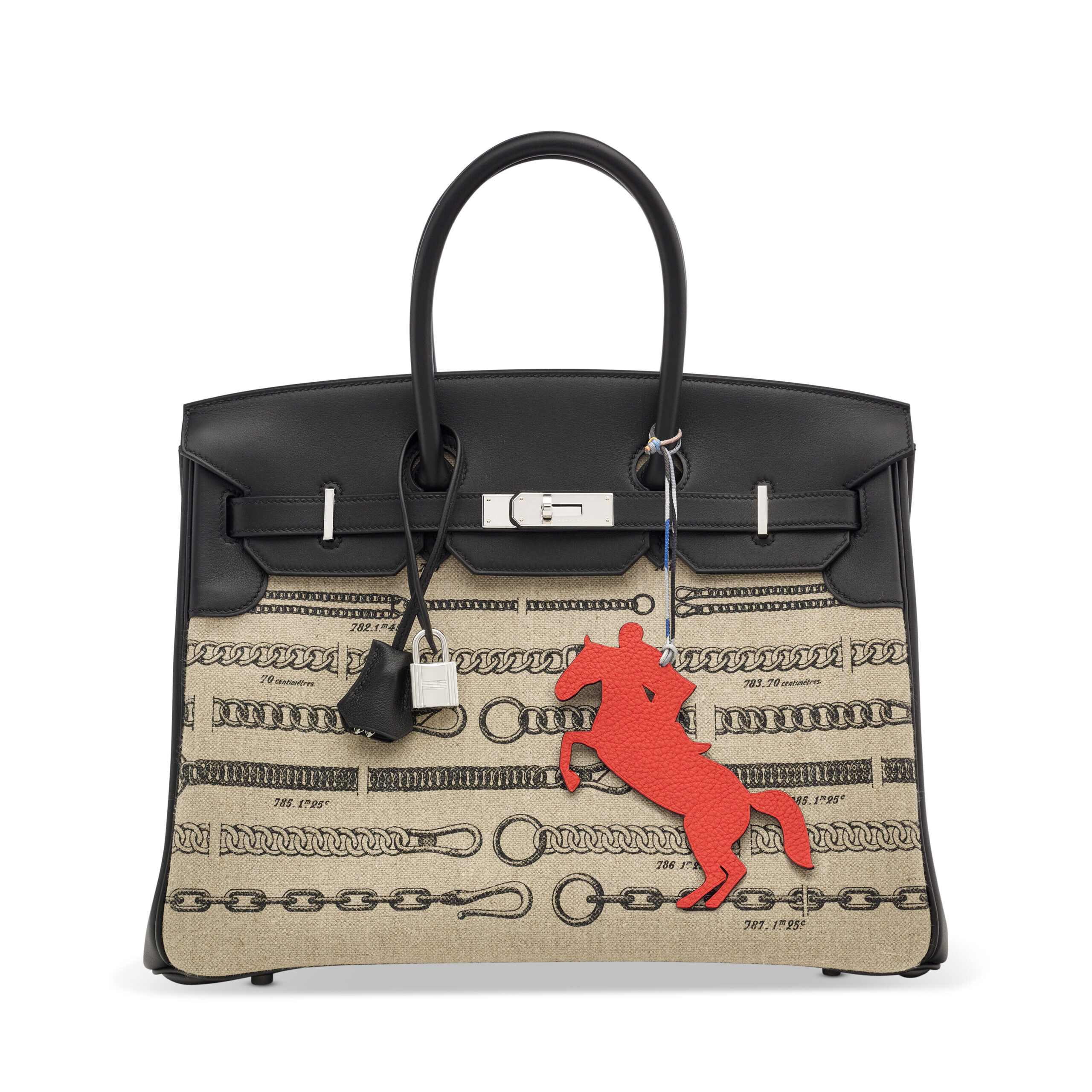 A LIMITED EDITION BLACK SWIFT LEATHER & FICELLE DÉCHAÎNÉE TOILE BIRKIN 35 WITH PALLADIUM HARDWARE 6 A LIMITED EDITION BLACK SWIFT LEATHER & FICELLE DÉCHAÎNÉE TOILE BIRKIN 35 WITH PALLADIUM HARDWARE - Image 6