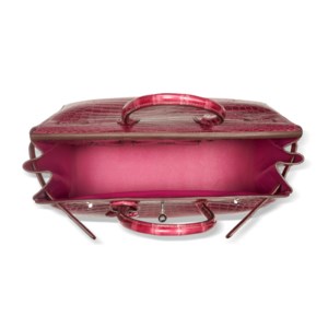 A SHINY FUCHSIA POROSUS CROCODILE BIRKIN 35 WITH PALLADIUM HARDWARE 3 A SHINY FUCHSIA POROSUS CROCODILE BIRKIN 35 WITH PALLADIUM HARDWARE - Image 3