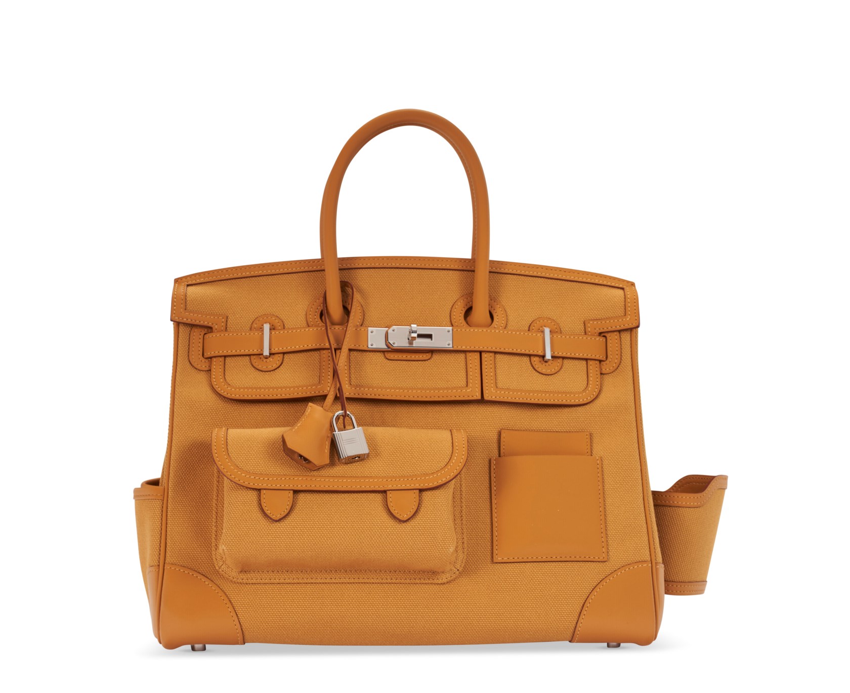 A LIMITED EDITION DESERT CANVAS & SESAME SWIFT LEATHER CARGO BIRKIN 35 WITH PALLADIUM HARDWARE 1 A LIMITED EDITION DESERT CANVAS & SESAME SWIFT LEATHER CARGO BIRKIN 35 WITH PALLADIUM HARDWARE