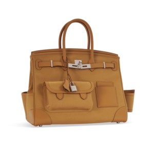 A LIMITED EDITION DESERT CANVAS & SESAME SWIFT LEATHER CARGO BIRKIN 35 WITH PALLADIUM HARDWARE 2 A LIMITED EDITION DESERT CANVAS & SESAME SWIFT LEATHER CARGO BIRKIN 35 WITH PALLADIUM HARDWARE - Image 2