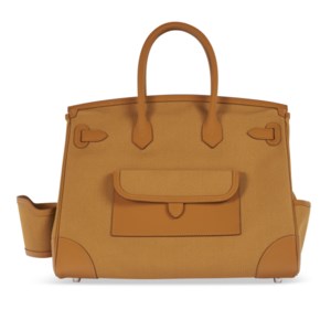 A LIMITED EDITION DESERT CANVAS & SESAME SWIFT LEATHER CARGO BIRKIN 35 WITH PALLADIUM HARDWARE - Image 3