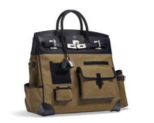 A LIMITED EDITION VERT OLIVE CANVAS & BLACK SWIFT LEATHER CARGO HAC BIRKIN 40 WITH PALLADIUM HARDWARE 3 A LIMITED EDITION VERT OLIVE CANVAS & BLACK SWIFT LEATHER CARGO HAC BIRKIN 40 WITH PALLADIUM HARDWARE - Image 3