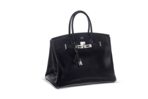 Limited Edition Black Box Calf Birkin 35 with Guilloché Palladium Hardware 2 Limited Edition Black Box Calf Birkin 35 with Guilloché Palladium Hardware - Image 2