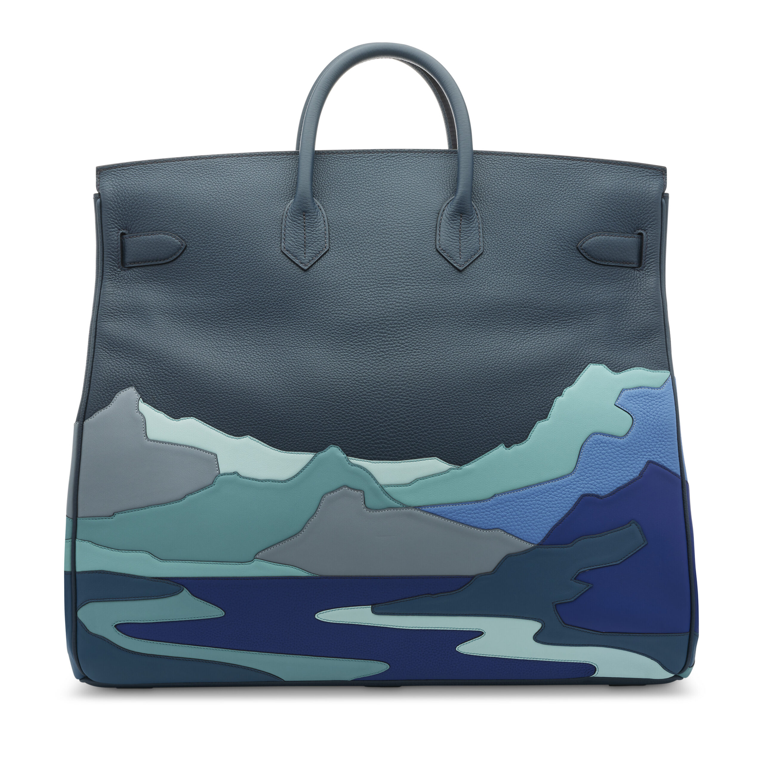 A LIMITED EDITION BLEU DE PRUSSE TOGO, SWIFT & CLÉMENCE LEATHER "ENDLESS ROAD" HAC BIRKIN 50 WITH PALLADIUM HARDWARE - Image 4
