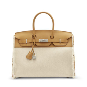 A LIMITED EDITION SÉSAME TOILE H & DÉSERT SWIFT LEATHER FRAY FRAY BIRKIN 35 WITH PALLADIUM HARDWARE