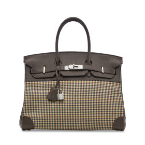 A LIMITED EDITION ÉBÈNE TOGO LEATHER & PLAID WOOL BIRKIN 35 WITH PALLADIUM HARDWARE