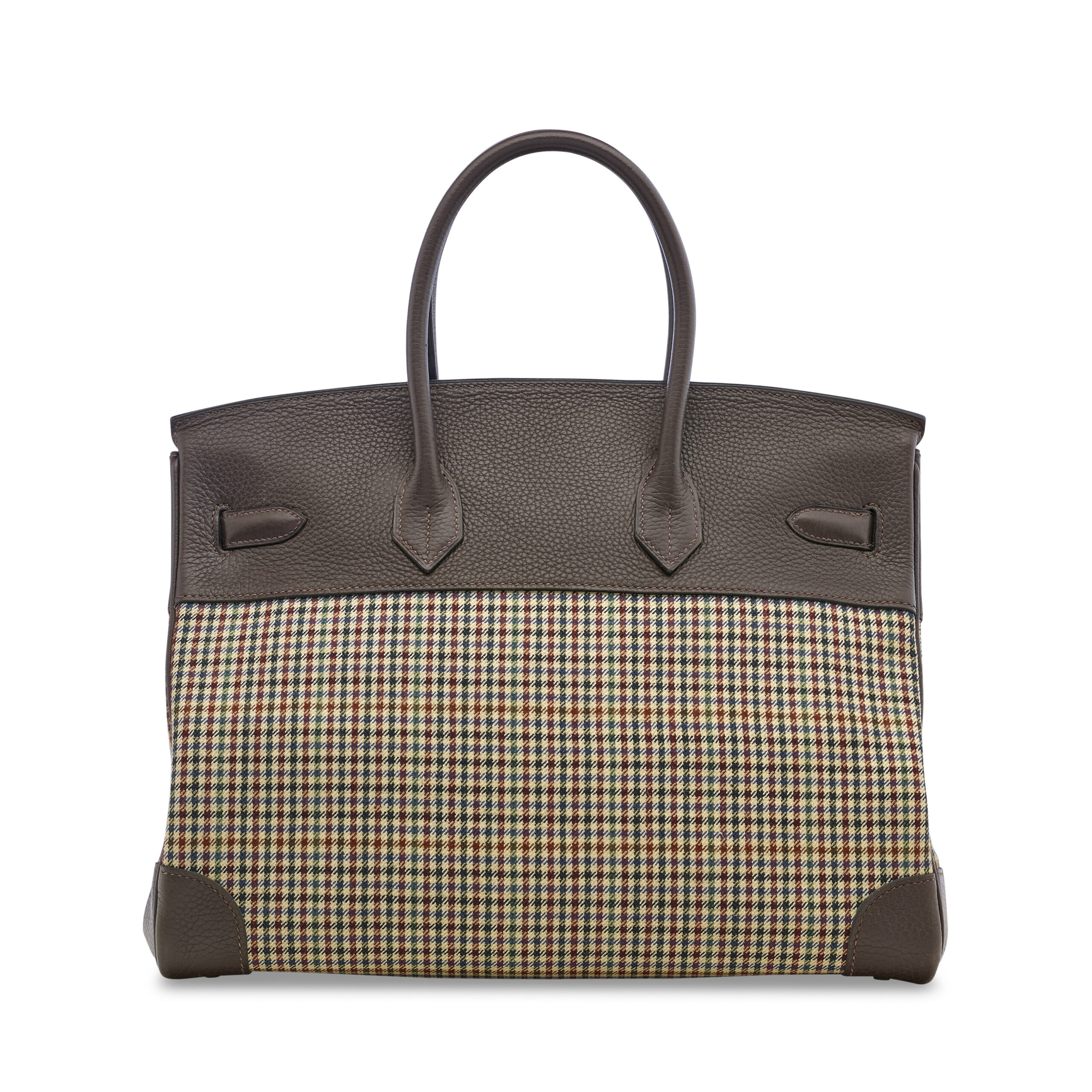 A LIMITED EDITION ÉBÈNE TOGO LEATHER & PLAID WOOL BIRKIN 35 WITH PALLADIUM HARDWARE 3 A LIMITED EDITION ÉBÈNE TOGO LEATHER & PLAID WOOL BIRKIN 35 WITH PALLADIUM HARDWARE - Image 3