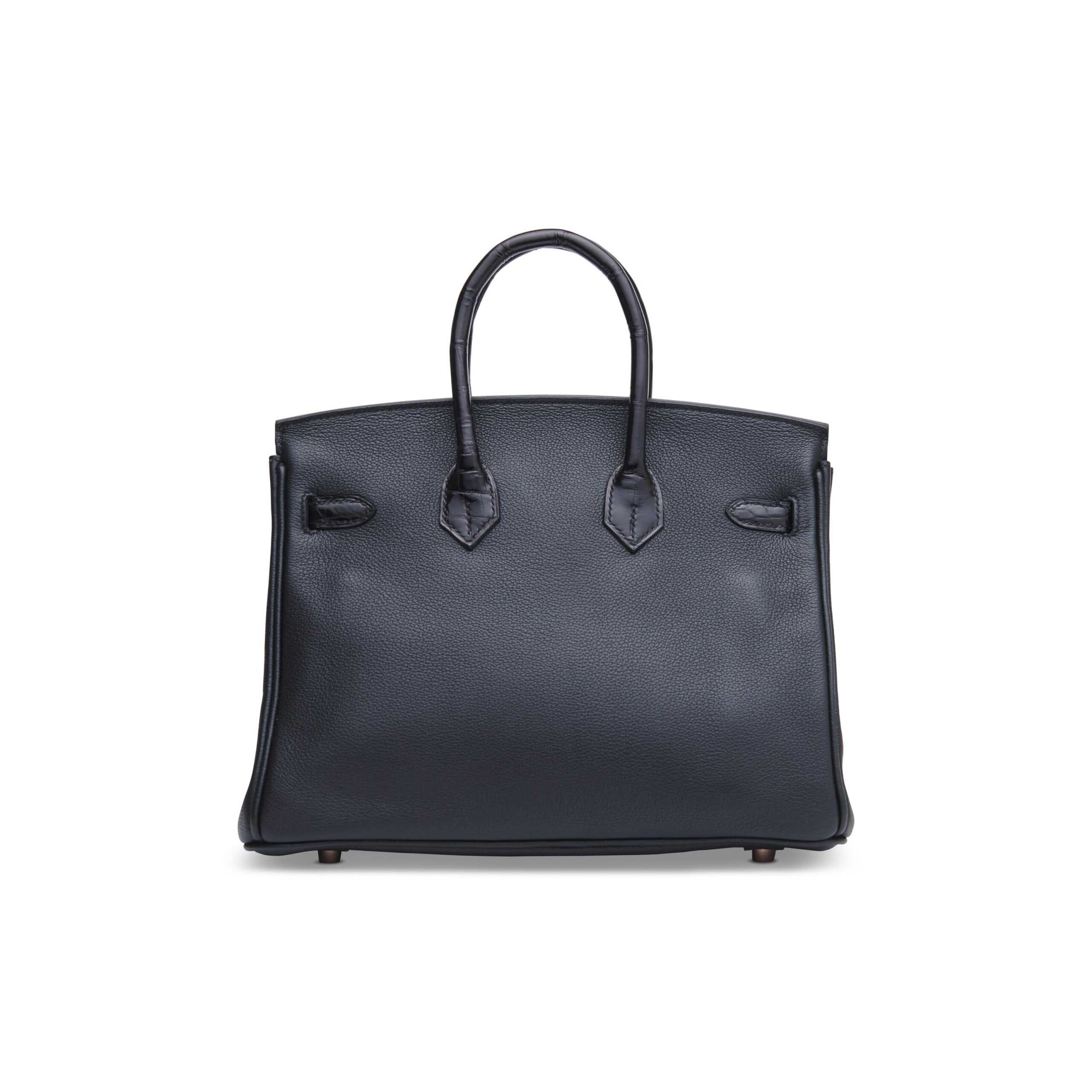 A LIMITED EDITION SHINY BLACK NILOTICUS CROCODILE & NOVILLO LEATHER TOUCH BIRKIN 25 WITH ROSE GOLD HARDWARE - Image 2