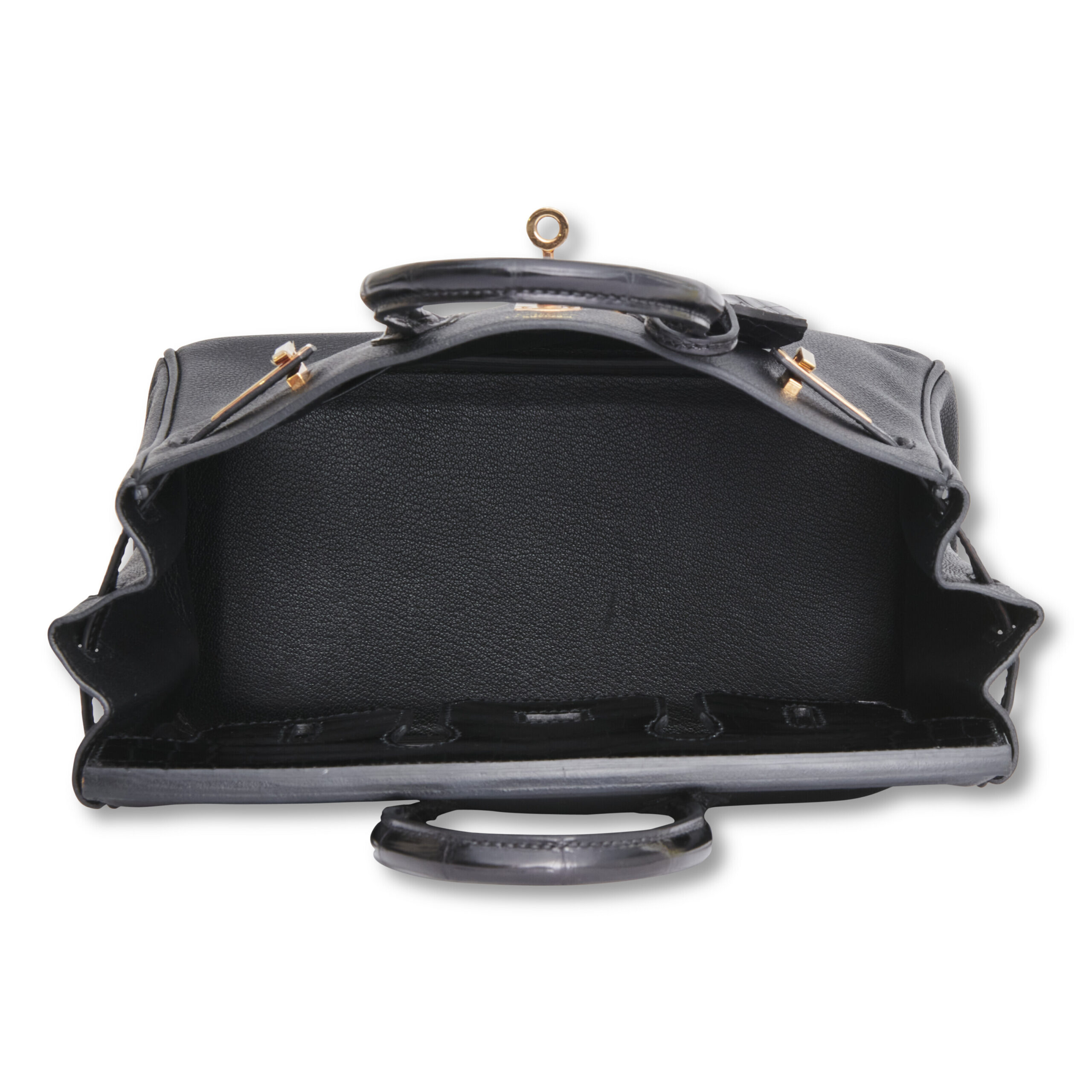 A LIMITED EDITION SHINY BLACK NILOTICUS CROCODILE & NOVILLO LEATHER TOUCH BIRKIN 25 WITH ROSE GOLD HARDWARE - Image 4