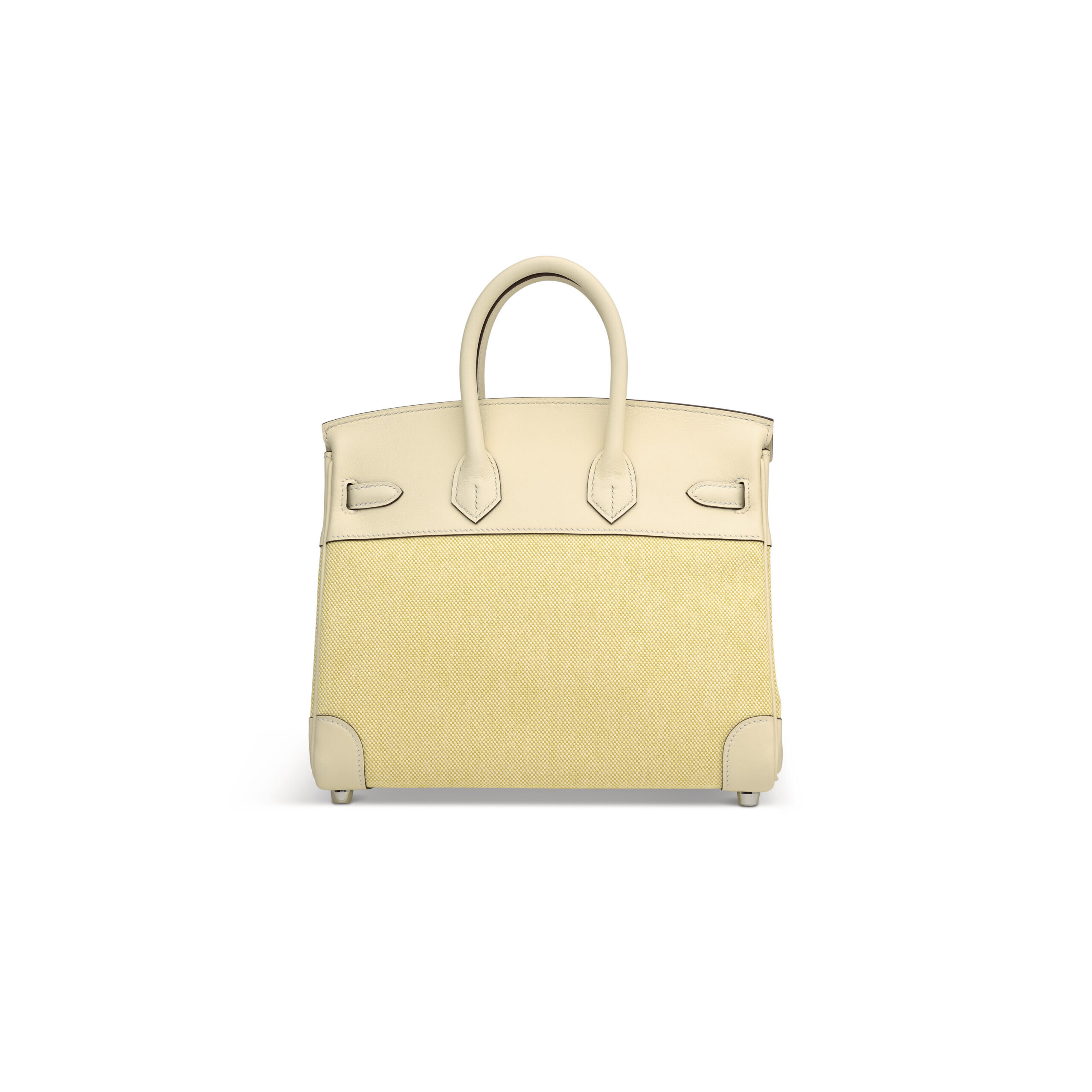 A LIMITED EDITION NATA EVERCALF LEATHER & JAUNE POUSSIN CANVAS BIRKIN 25 WITH PALLADIUM HARDWARE 4 A LIMITED EDITION NATA EVERCALF LEATHER & JAUNE POUSSIN CANVAS BIRKIN 25 WITH PALLADIUM HARDWARE - Image 4
