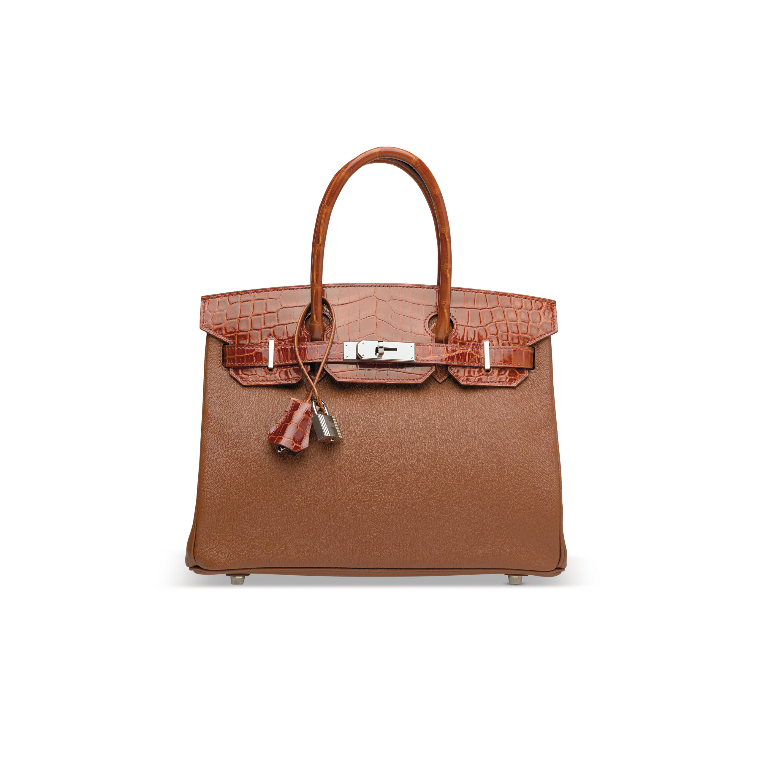 A LIMITED EDITION SHINY ÉTRUSQUE NILOTICUS CROCODILE & NOISETTE CHÈVRE LEATHER TOUCH BIRKIN 30 WITH PALLADIUM HARDWARE