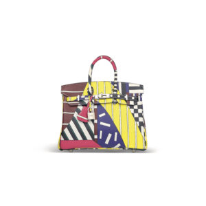 A LIMITED EDITION MULTICOLOUR SWIFT LEATHER ONE TWO THREE & AWAY WE GO BIRKIN 25 WITH PALLADIUM HARDWARE BY NIGEL PEAKE
