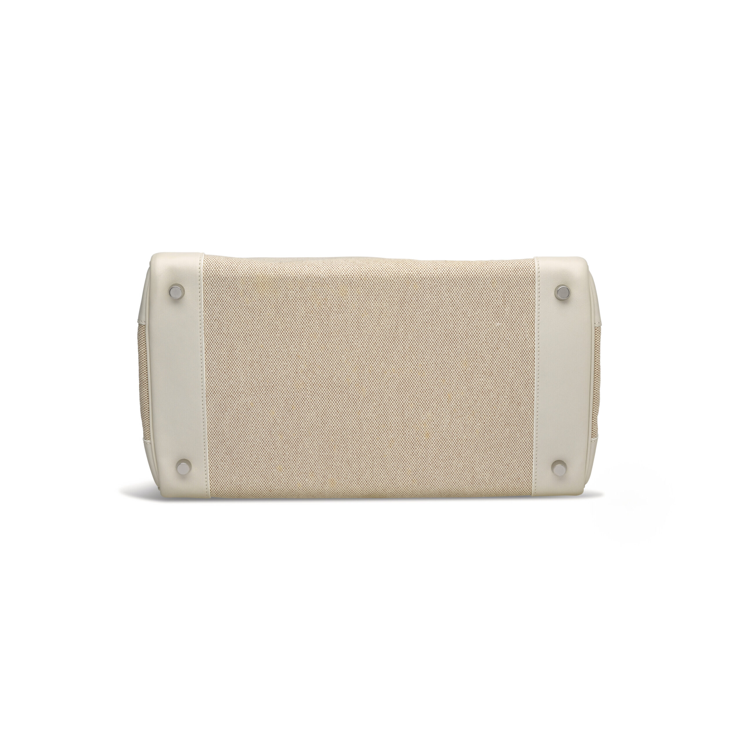 A LIMITED EDITION WHITE SWIFT LEATHER & CANVAS BIRKIN 35 WITH PALLADIUM HARDWARE - Image 4