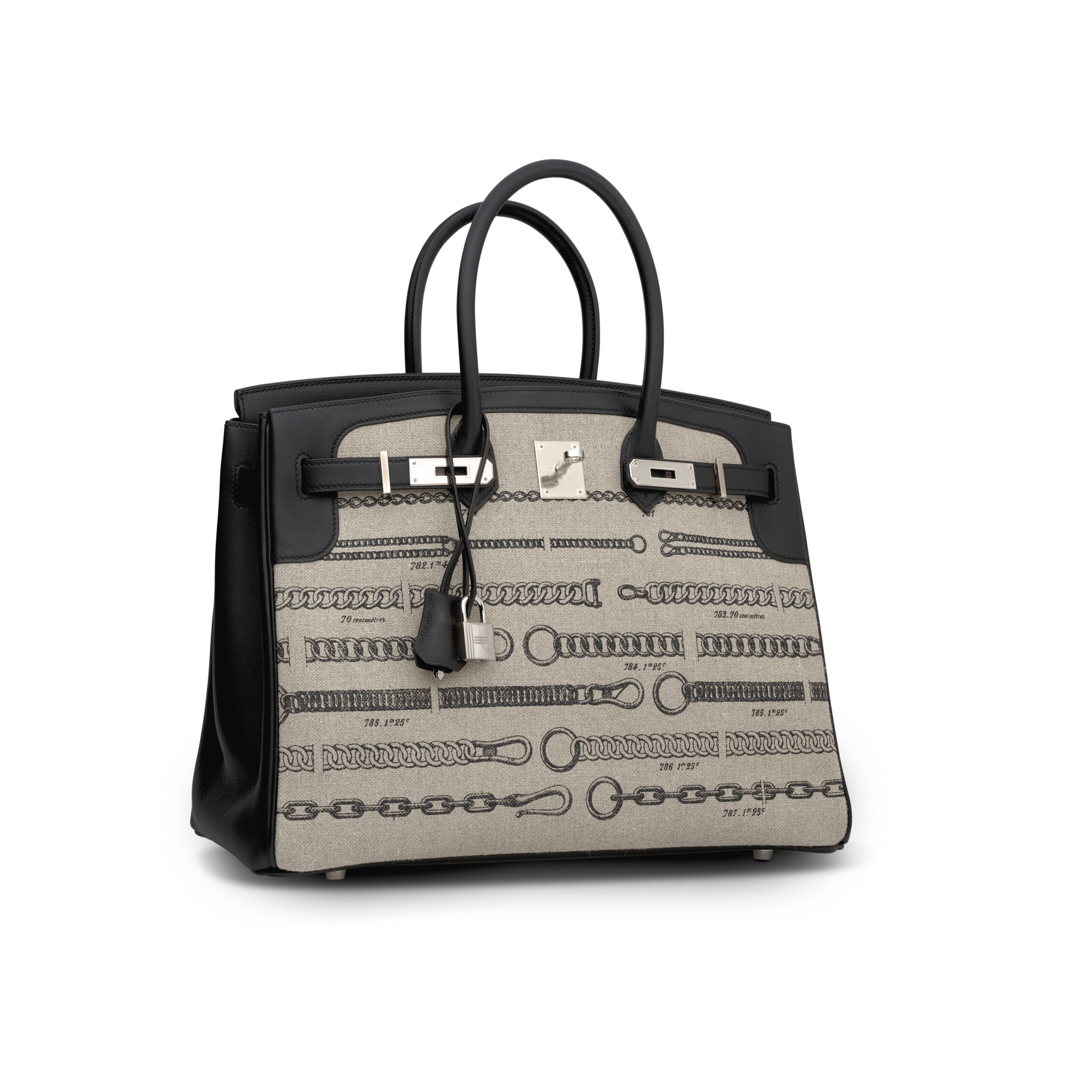 A LIMITED EDITION TOILE DE CAMP DÉCHAÎNÉE & BLACK SWIFT LEATHER BIRKIN 35 WITH PALLADIUM HARDWARE 4 A LIMITED EDITION TOILE DE CAMP DÉCHAÎNÉE & BLACK SWIFT LEATHER BIRKIN 35 WITH PALLADIUM HARDWARE - Image 4