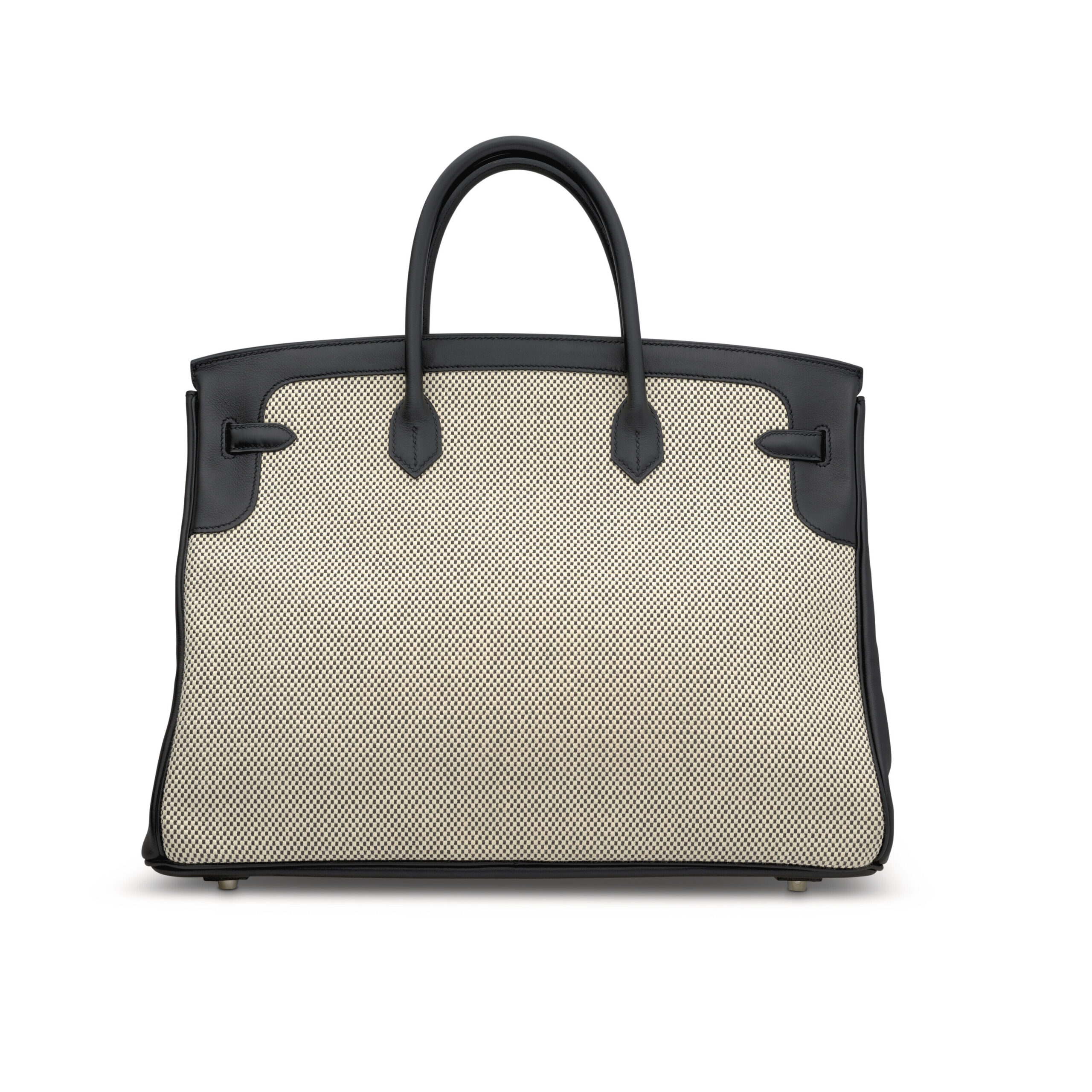 A LIMITED EDITION BLACK SWIFT LEATHER & ÉCRU TOILE CRISS CROSS BIRKIN 40 WITH PALLADIUM HARDWARE 3 A LIMITED EDITION BLACK SWIFT LEATHER & ÉCRU TOILE CRISS CROSS BIRKIN 40 WITH PALLADIUM HARDWARE - Image 3