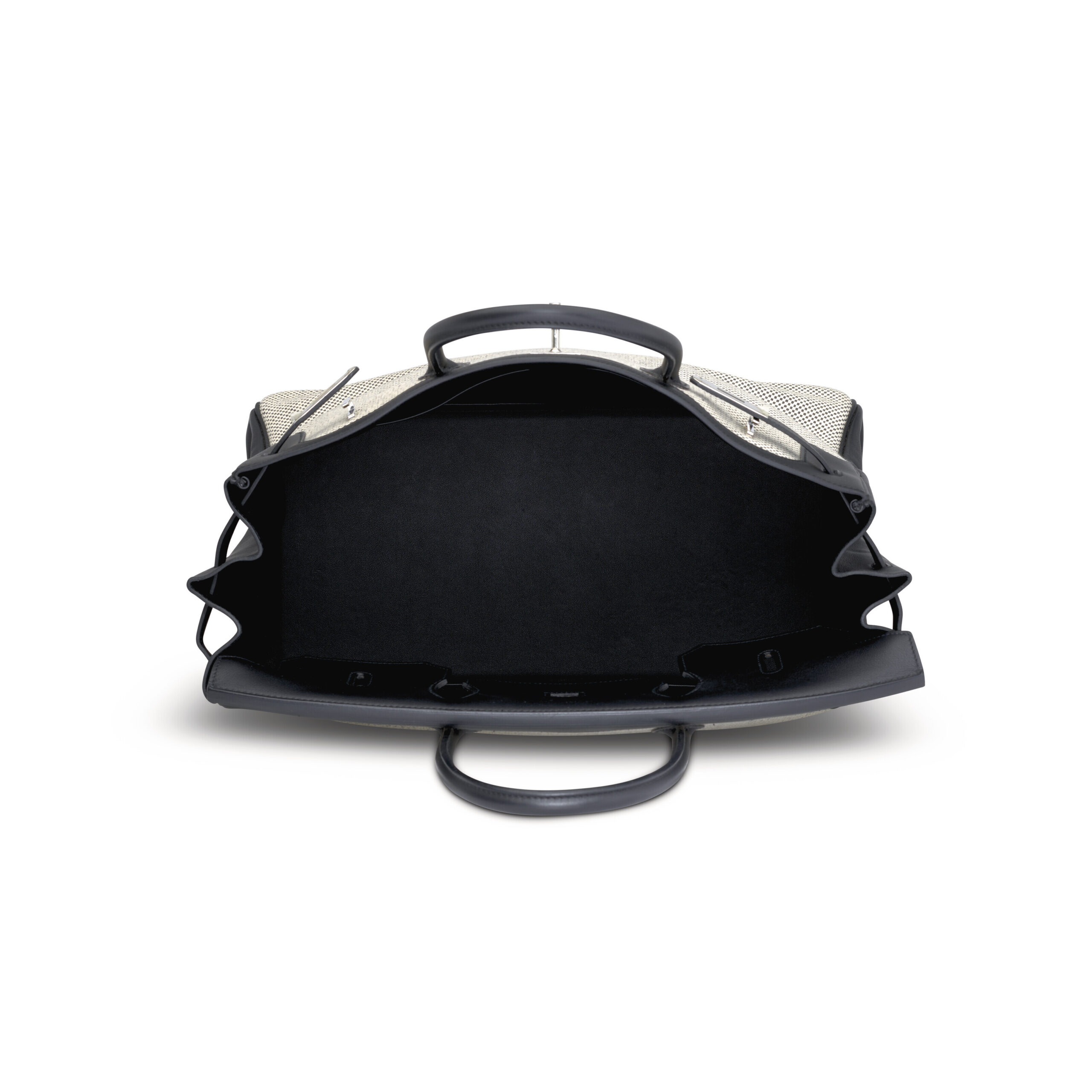 A LIMITED EDITION BLACK SWIFT LEATHER & ÉCRU TOILE CRISS CROSS BIRKIN 40 WITH PALLADIUM HARDWARE 6 A LIMITED EDITION BLACK SWIFT LEATHER & ÉCRU TOILE CRISS CROSS BIRKIN 40 WITH PALLADIUM HARDWARE - Image 6