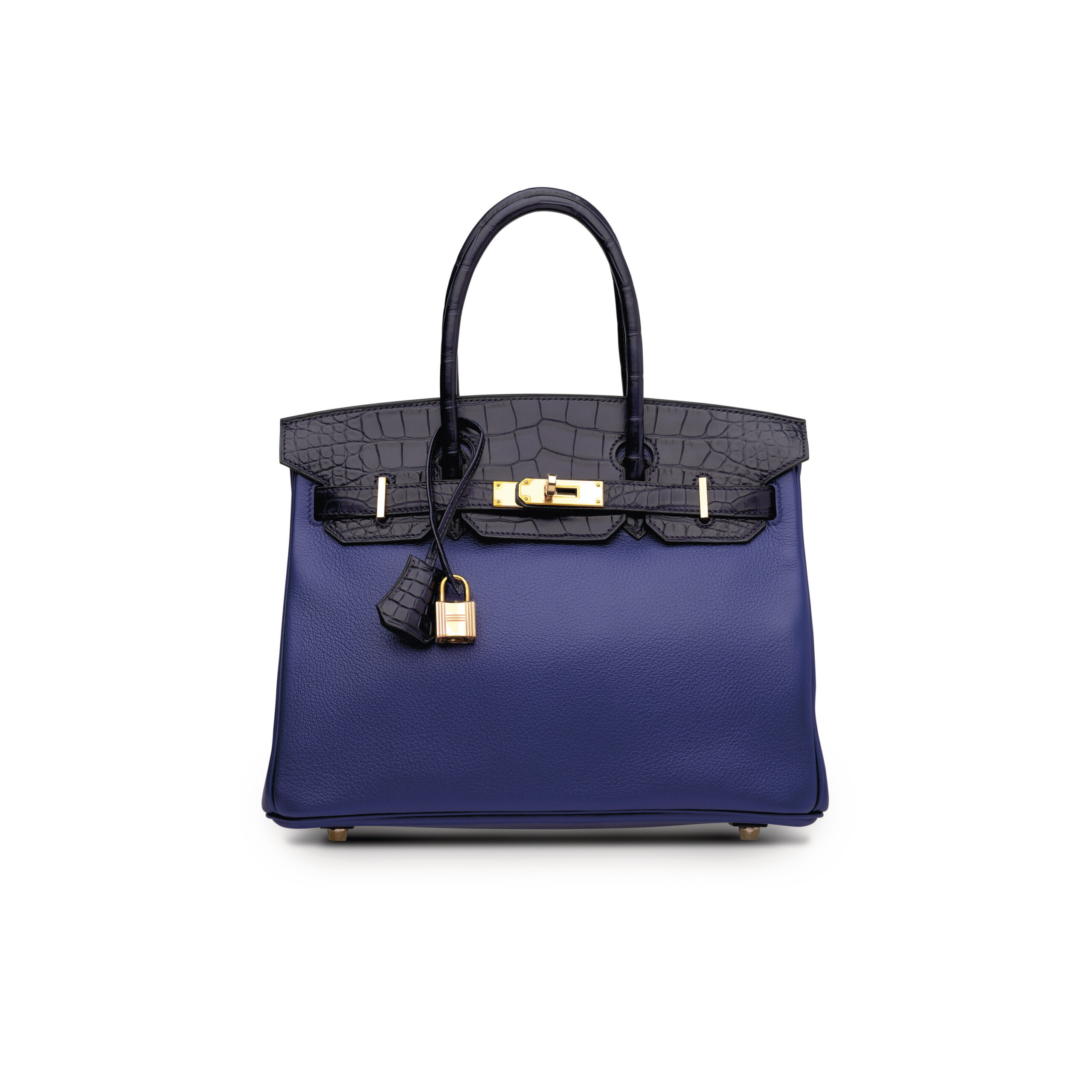A LIMITED EDITION MATTE BLEU MARINE ALLIGATOR & BLEU SAPHIR NOVILLO LEATHER TOUCH BIRKIN 30 WITH ROSE GOLD HARDWARE