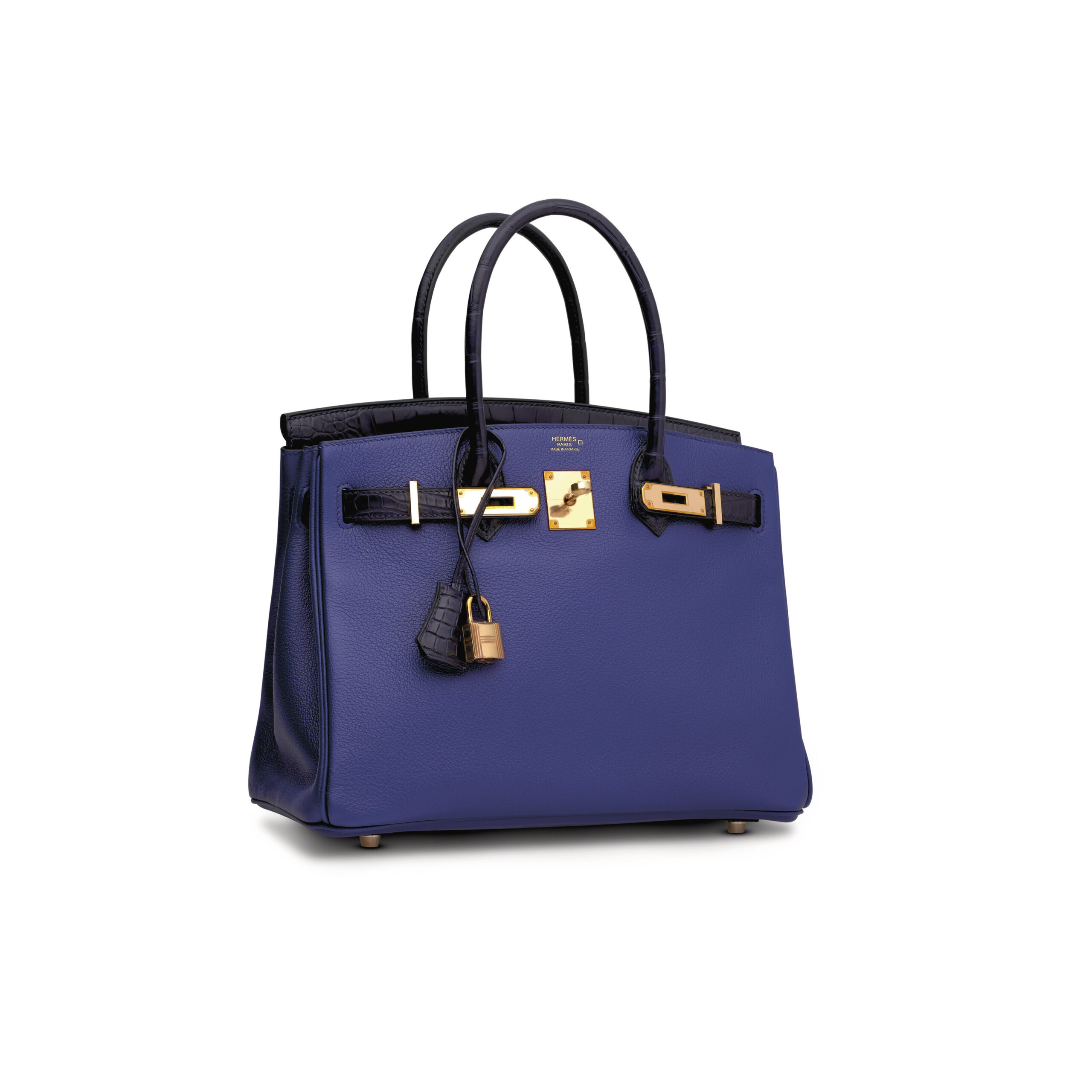 A LIMITED EDITION MATTE BLEU MARINE ALLIGATOR & BLEU SAPHIR NOVILLO LEATHER TOUCH BIRKIN 30 WITH ROSE GOLD HARDWARE - Image 6