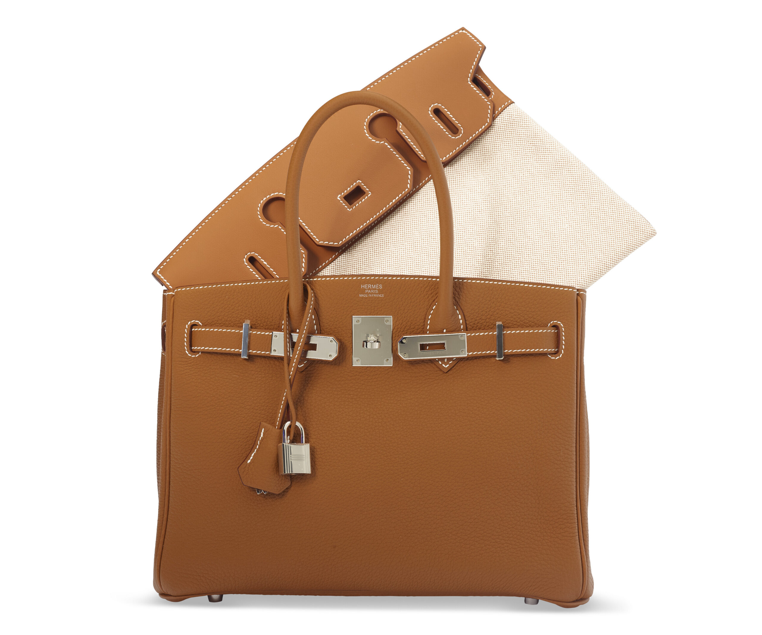 A LIMITED EDITION GOLD TOGO & SWIFT LEATHER AND TOILE H CANVAS 3 IN 1 BIRKIN 30 WITH PALLADIUM HARDWARE - Image 3