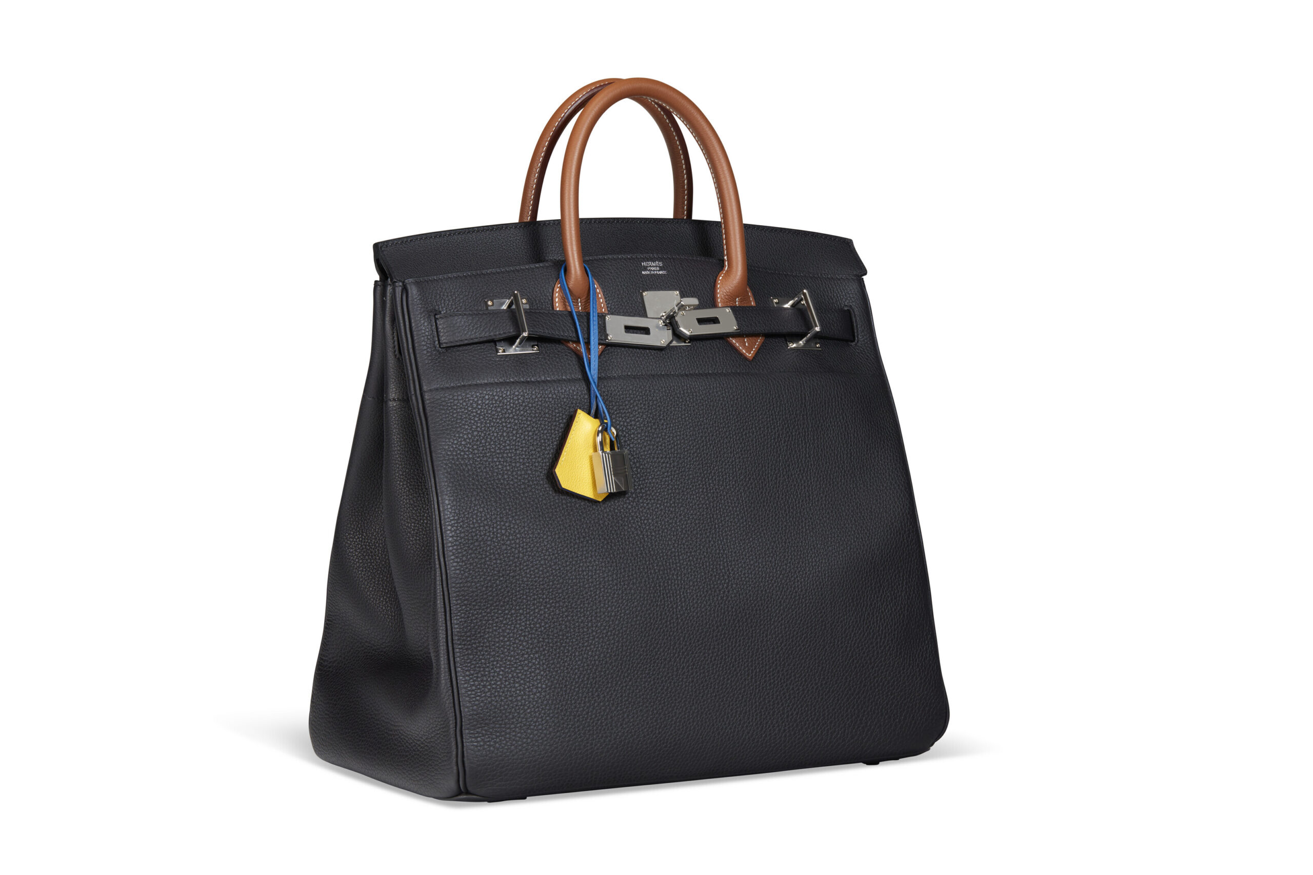 A LIMITED EDITION BLACK, GOLD, BLEU ROYAL & JAUNE CITRON TOGO LEATHER HAC BIRKIN 40 WITH PALLADIUM HARDWARE 6 A LIMITED EDITION BLACK, GOLD, BLEU ROYAL & JAUNE CITRON TOGO LEATHER HAC BIRKIN 40 WITH PALLADIUM HARDWARE - Image 6