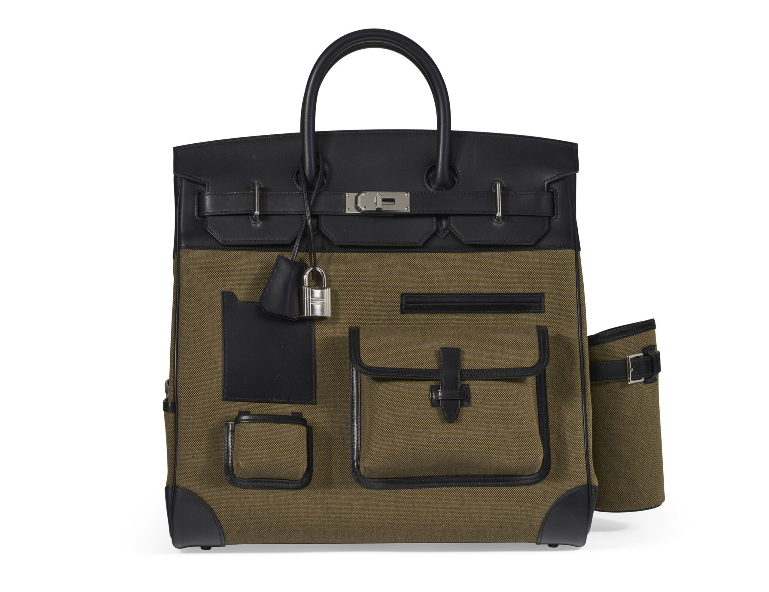A LIMITED EDITION VERT OLIVE TOILE H & BLACK EVERCALF LEATHER CARGO HAC BIRKIN 40 WITH PALLADIUM HARDWARE - Image 2