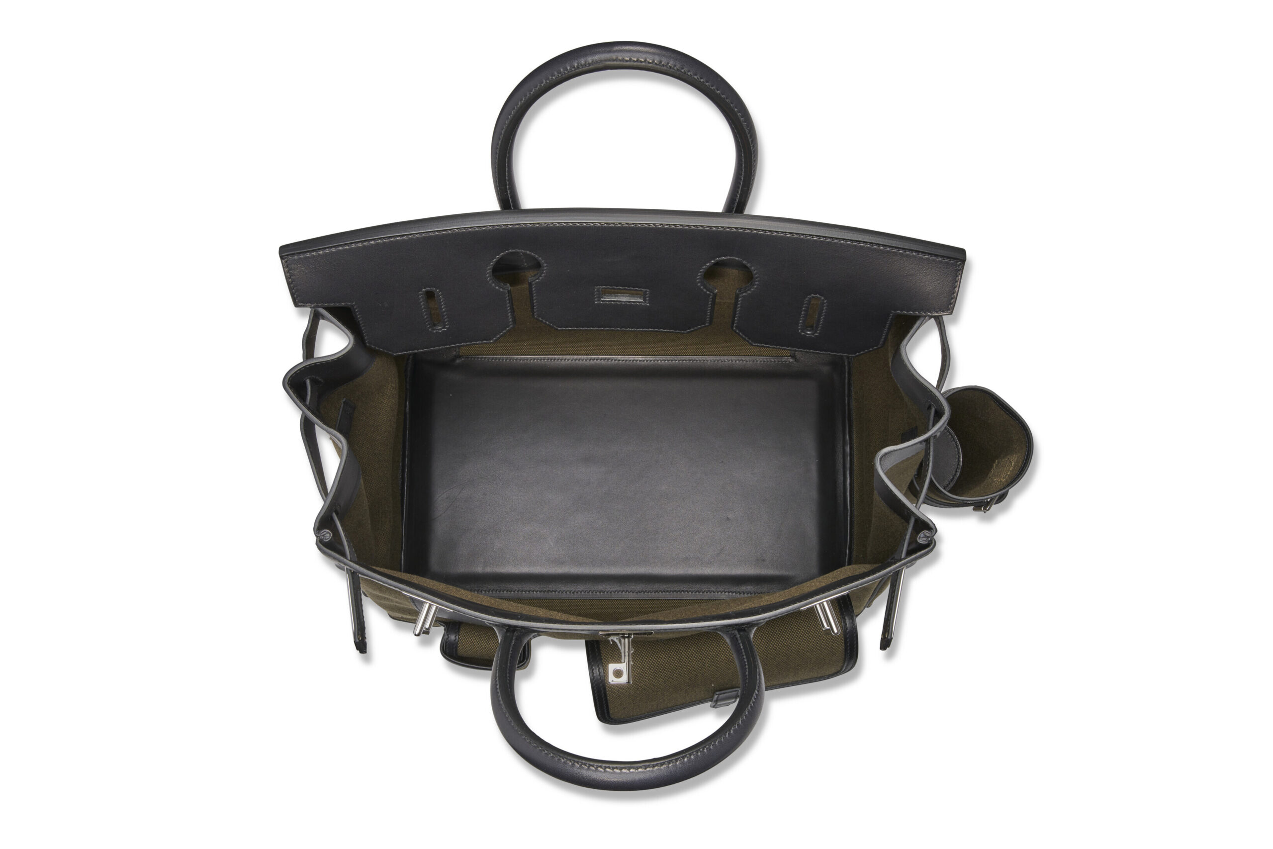 A LIMITED EDITION VERT OLIVE TOILE H & BLACK EVERCALF LEATHER CARGO HAC BIRKIN 40 WITH PALLADIUM HARDWARE - Image 6