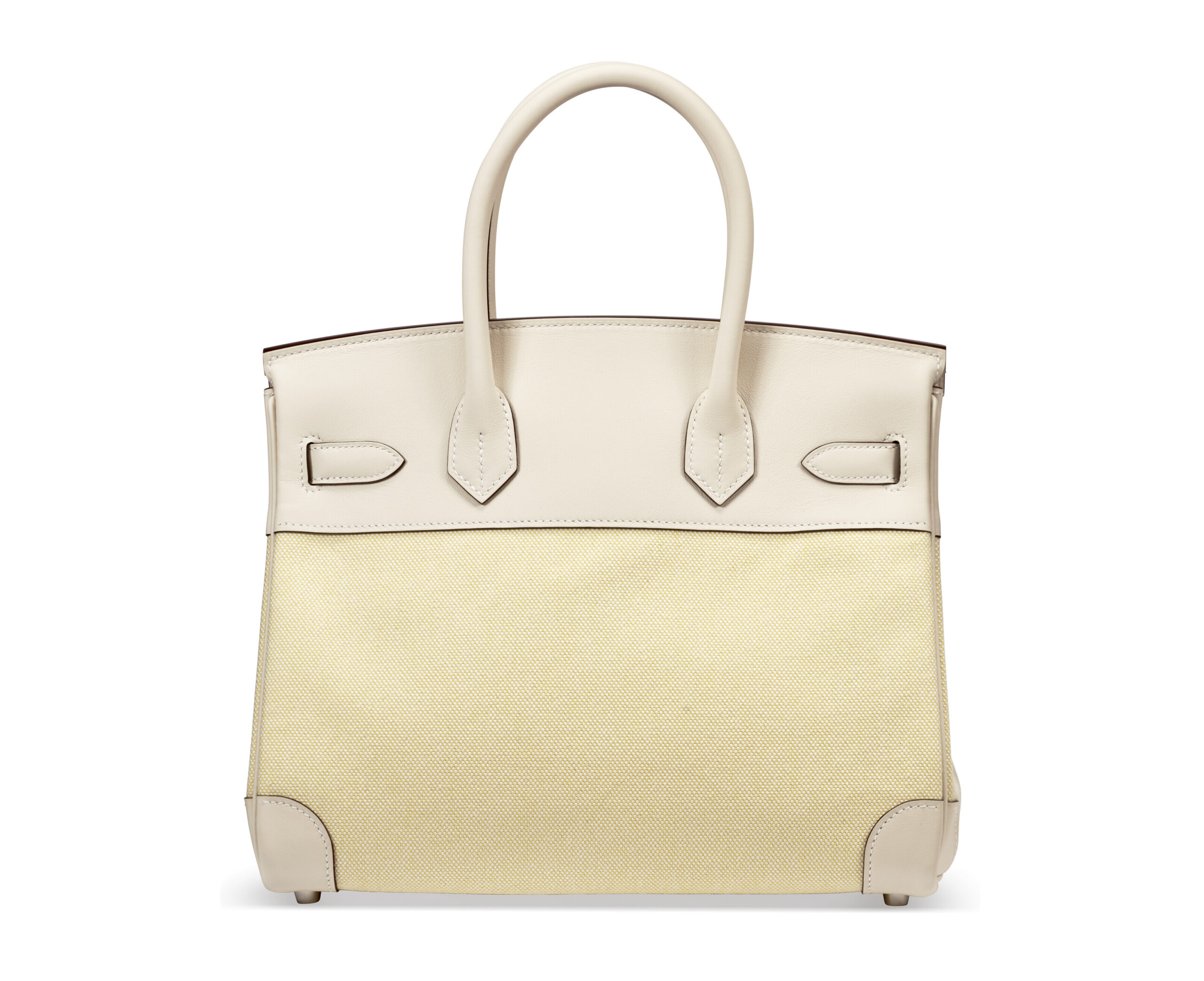 A LIMITED EDITION NATA SWIFT LEATHER & JAUNE POUSSIN TOILE H BIRKIN 30 WITH PALLADIUM HARDWARE 4 A LIMITED EDITION NATA SWIFT LEATHER & JAUNE POUSSIN TOILE H BIRKIN 30 WITH PALLADIUM HARDWARE - Image 4