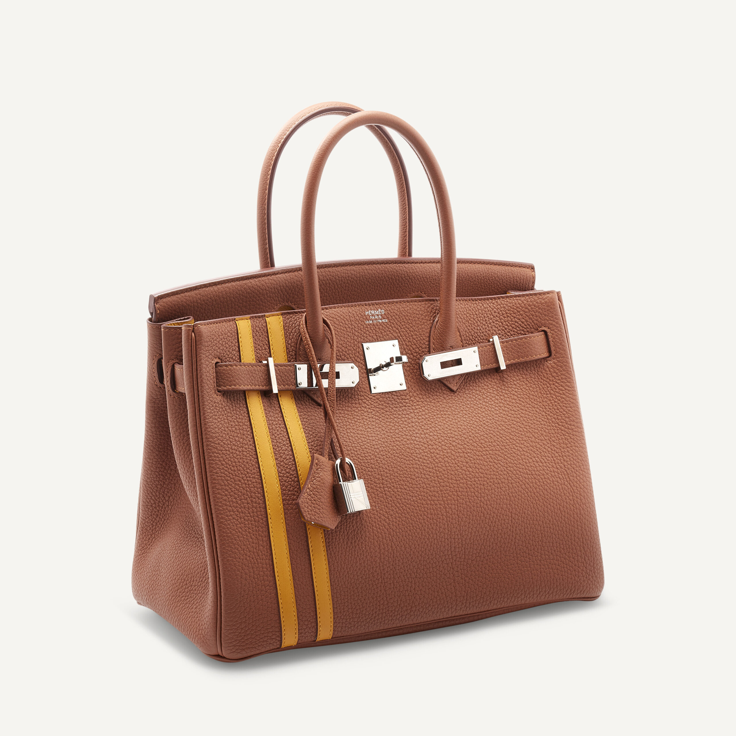 A LIMITED EDITION GOLD & AMBRE TOGO LEATHER OFFICIER BIRKIN 30 WITH PALLADIUM HARDWARE 3 A LIMITED EDITION GOLD & AMBRE TOGO LEATHER OFFICIER BIRKIN 30 WITH PALLADIUM HARDWARE - Image 3