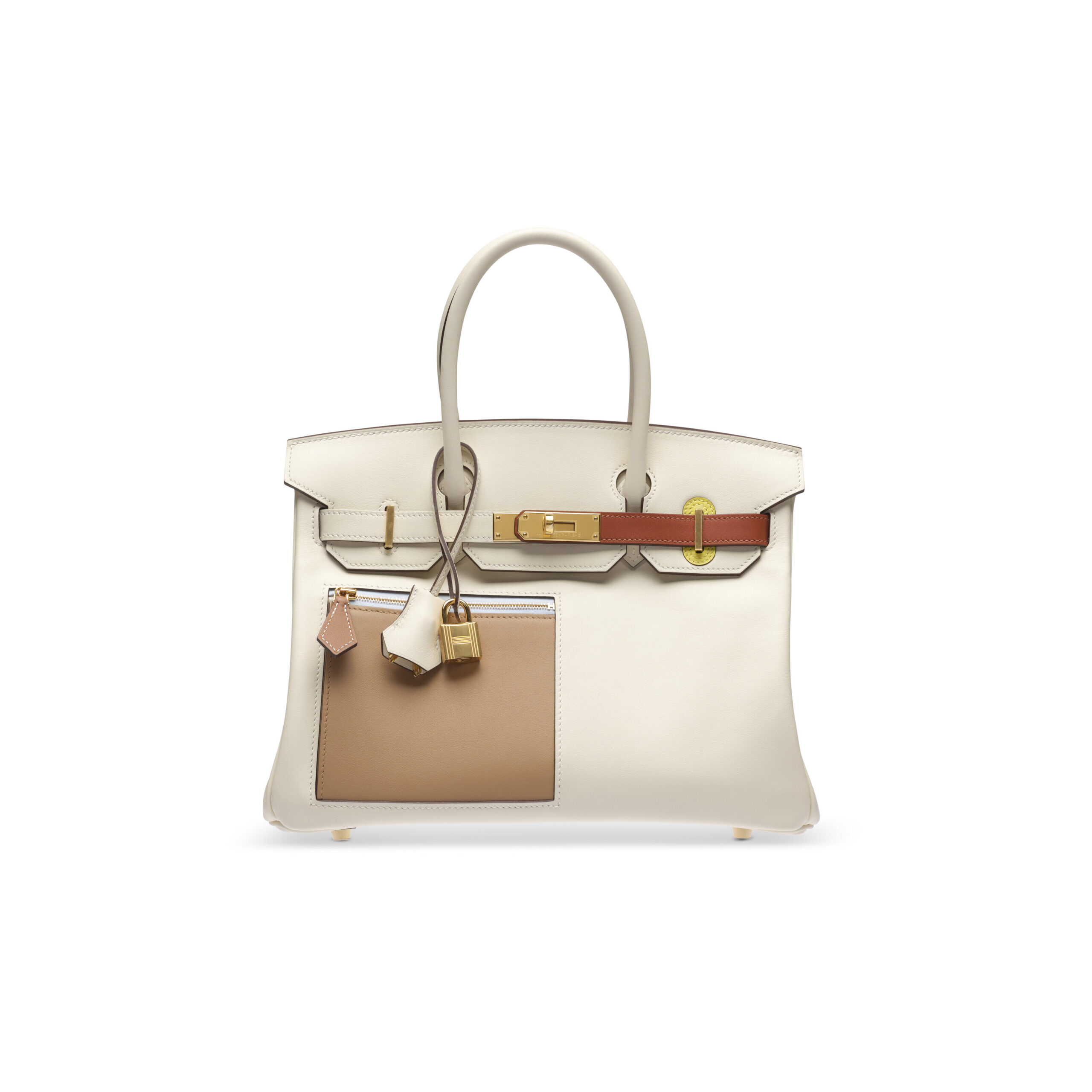 A LIMITED EDITION NATA, CHAI, CUIVRE, LIME & MAUVE SYLVESTRE SWIFT LEATHER COLORMATIC BIRKIN 30 WITH GOLD HARDWARE 4 A LIMITED EDITION NATA, CHAI, CUIVRE, LIME & MAUVE SYLVESTRE SWIFT LEATHER COLORMATIC BIRKIN 30 WITH GOLD HARDWARE - Image 4