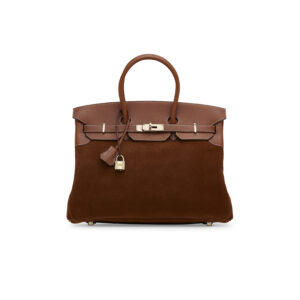 A LIMITED EDITION NATUREL BARÉNIA LEATHER & FAUVE VEAU DOBLIS GRIZZLY BIRKIN 35 WITH PERMABRASS HARDWARE