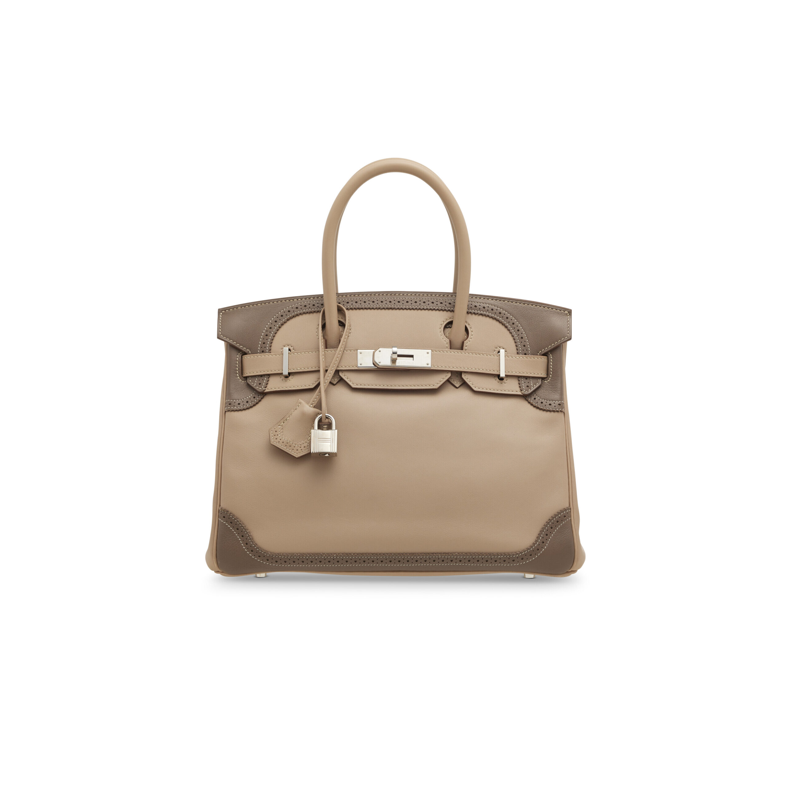 A LIMITED EDITION ARGILE & ÉTOUPE SWIFT LEATHER GHILLIES BIRKIN 30 WITH PALLADIUM HARDWARE 2 A LIMITED EDITION ARGILE & ÉTOUPE SWIFT LEATHER GHILLIES BIRKIN 30 WITH PALLADIUM HARDWARE - Image 2