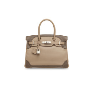 A LIMITED EDITION ARGILE & ÉTOUPE SWIFT LEATHER GHILLIES BIRKIN 30 WITH PALLADIUM HARDWARE
