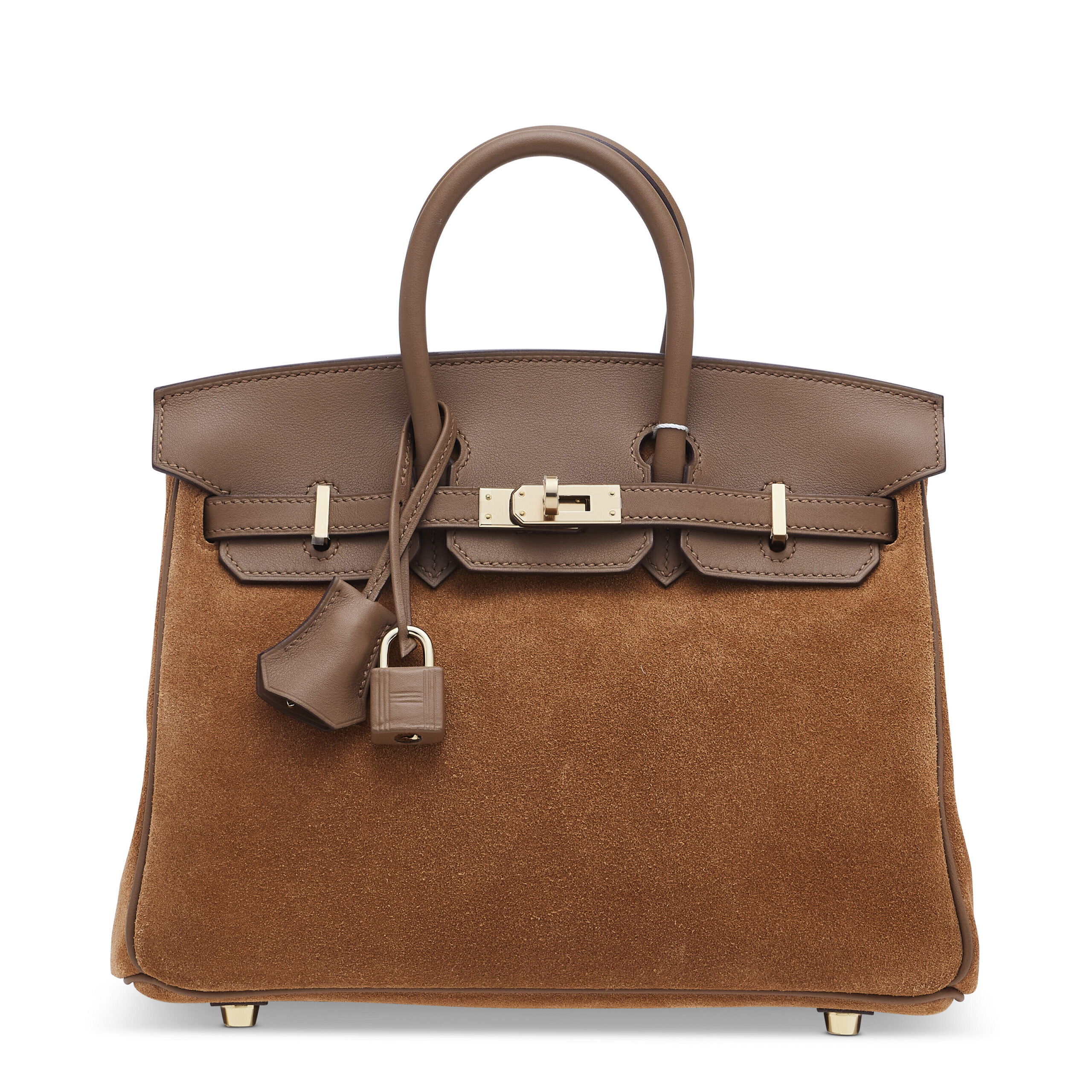 A LIMITED EDITION CHAMOIS VEAU GRIZZLY LEATHER & ALEZAN SWIFT LEATHER BIRKIN 25 WITH PERMABRASS HARDWARE - Image 4