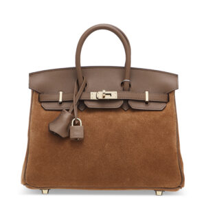 A LIMITED EDITION CHAMOIS VEAU GRIZZLY LEATHER & ALEZAN SWIFT LEATHER BIRKIN 25 WITH PERMABRASS HARDWARE