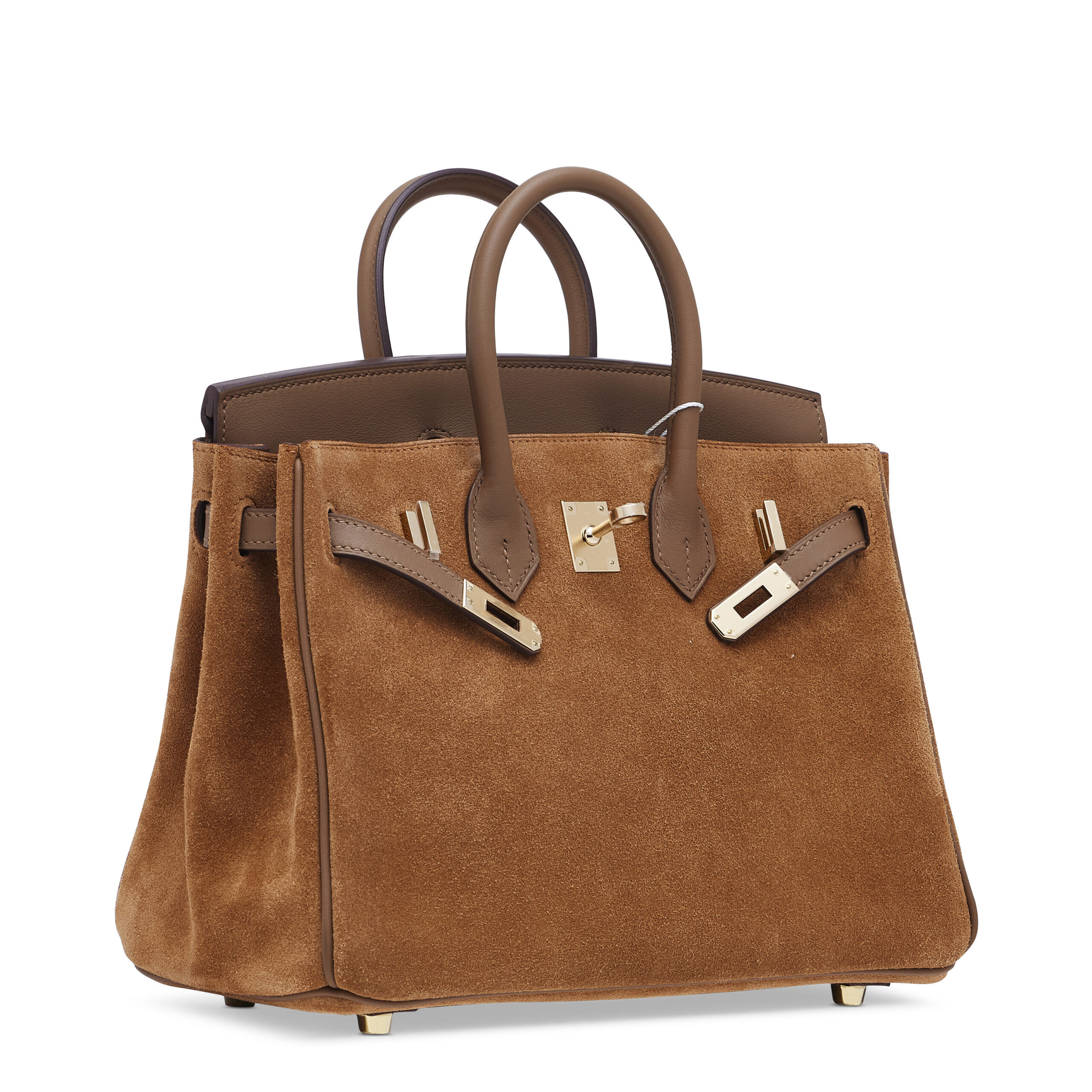 A LIMITED EDITION CHAMOIS VEAU GRIZZLY LEATHER & ALEZAN SWIFT LEATHER BIRKIN 25 WITH PERMABRASS HARDWARE - Image 5